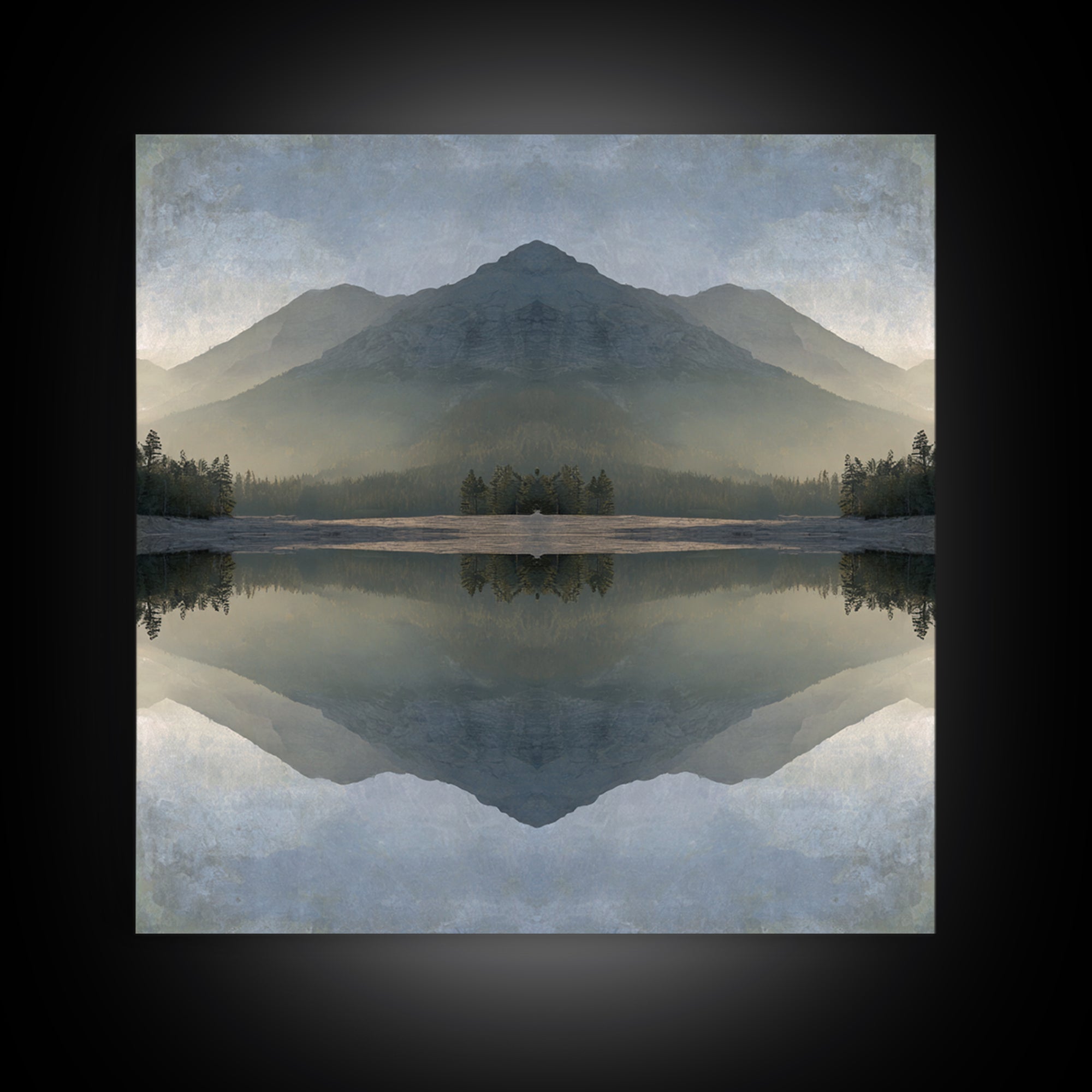 Sunrise Mountain Lake Reflection Canvas Print, Yoga Studio Art, Southwest Decor, Yoga Studio Decor, Fine Art, Balance, YSA-1x1-92