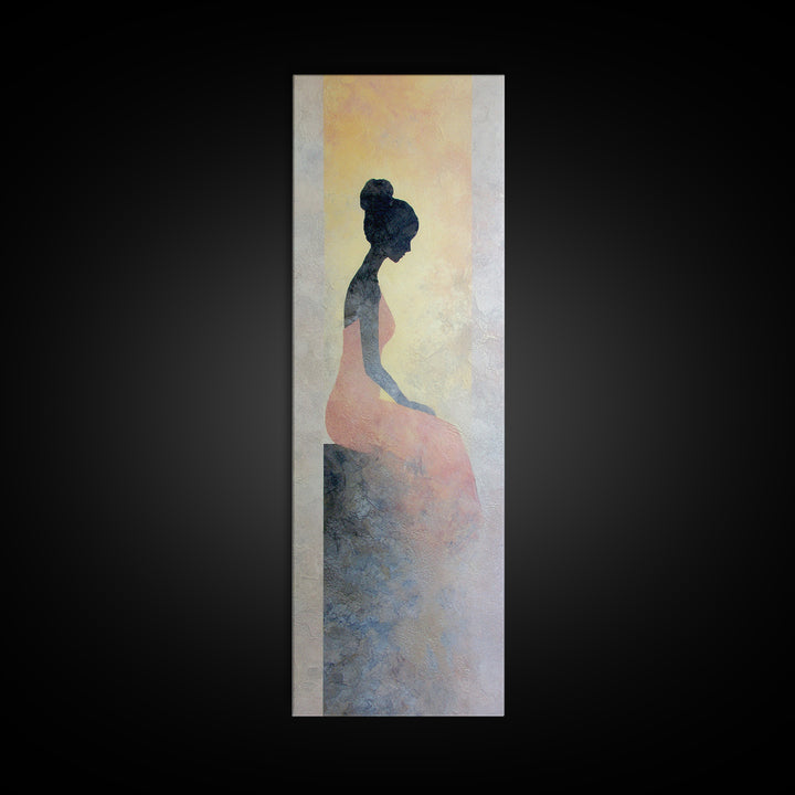 Soft Watercolor Aura Around Seated Figure Canvas Print, Yoga Studio Art, Wall Art, Yoga Studio Decor, Fine Art, Balance, YSA-1x3-35