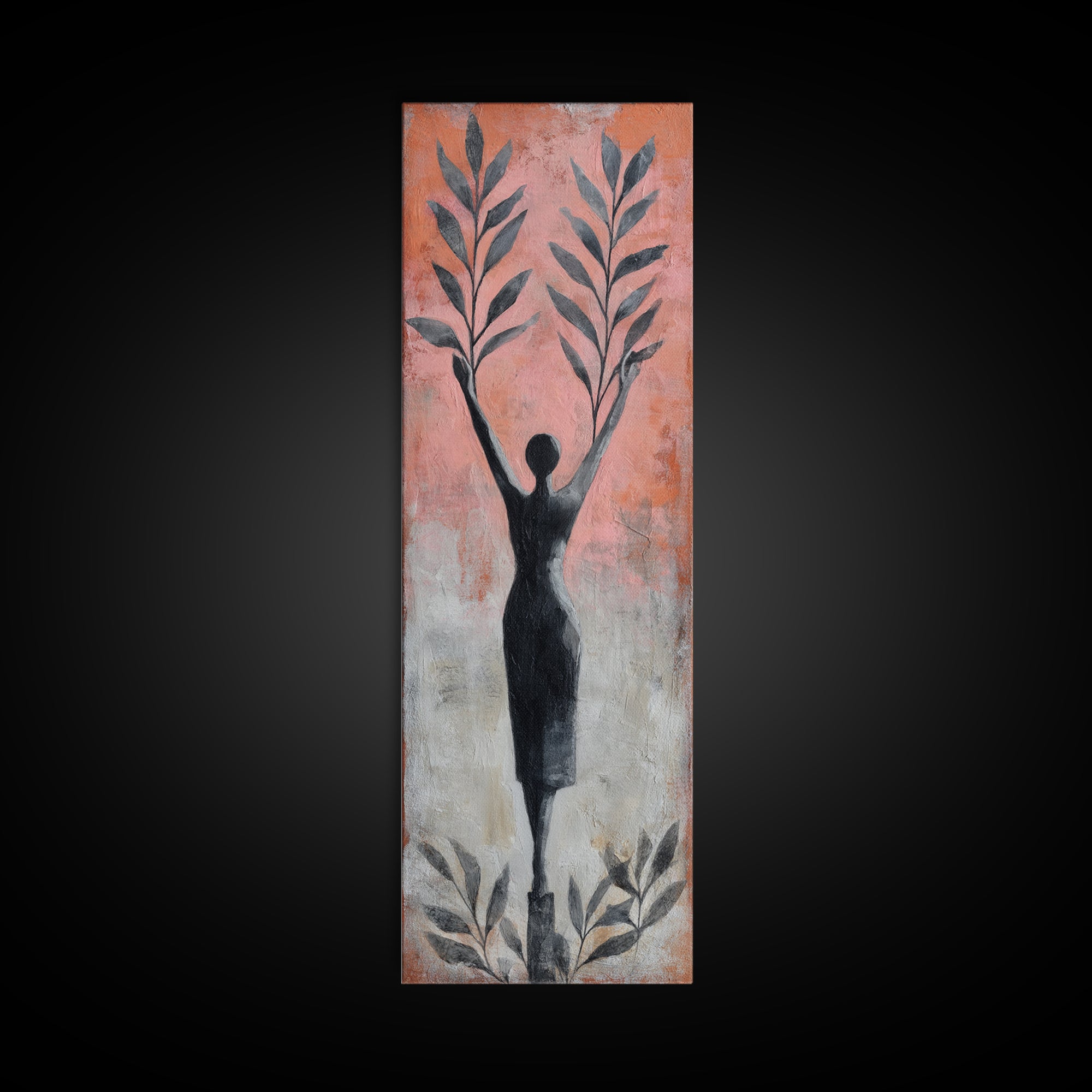 Tree Pose Figure Canvas Print, Yoga Studio Art, Zen Home Decor, Yoga Studio Decor, Oil Painting, Balance, Room Decor, YSA-1x3-42