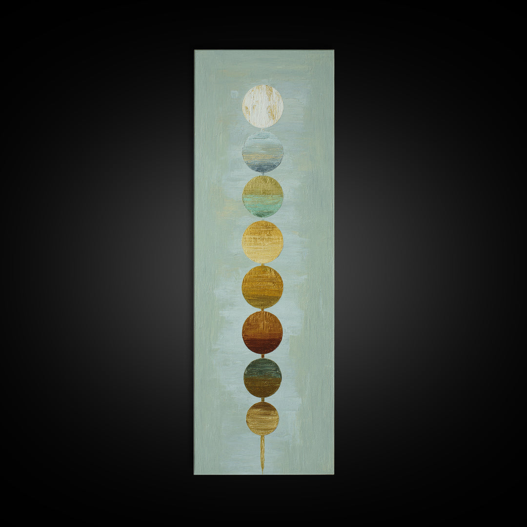 Chakra Color Circles Framed Canvas Print, Yoga Studio Art, Boho Wall Hanging, Yoga Studio Decor, Fine Art, Balance, YSA-1x3-50