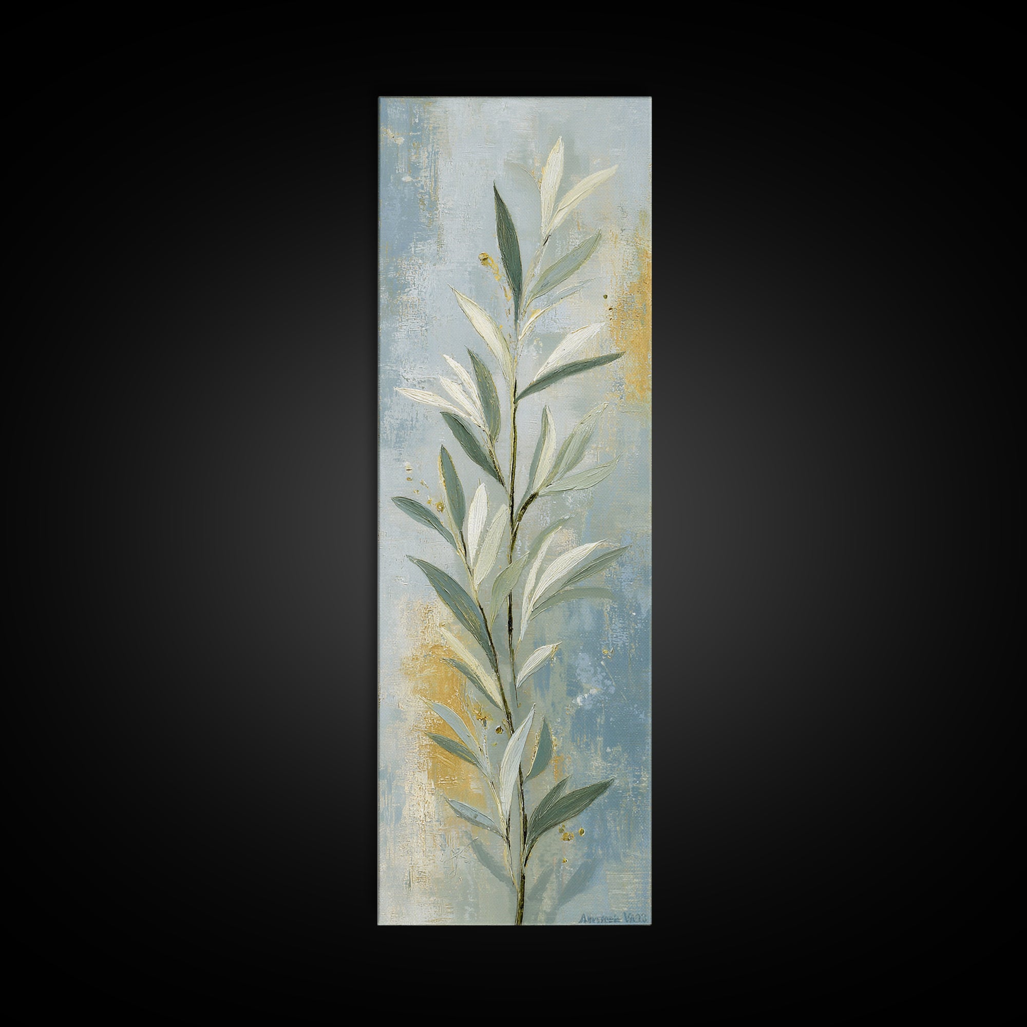 Sage Green Botanical Branch Study Framed Canvas Print, Yoga Studio Art, Neutral Decor, Yoga Studio Decor, Fine Art, Balance, YSA-1x3-53