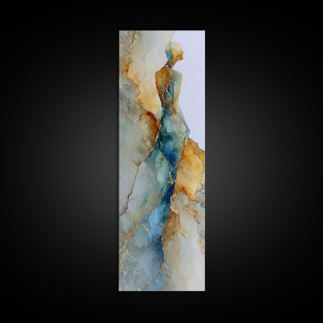 Soft Watercolor Aura Around Seated Figure Canvas Print, Yoga Studio Art, African American Art, Yoga Studio Decor, Balance, YSA-1x3-59