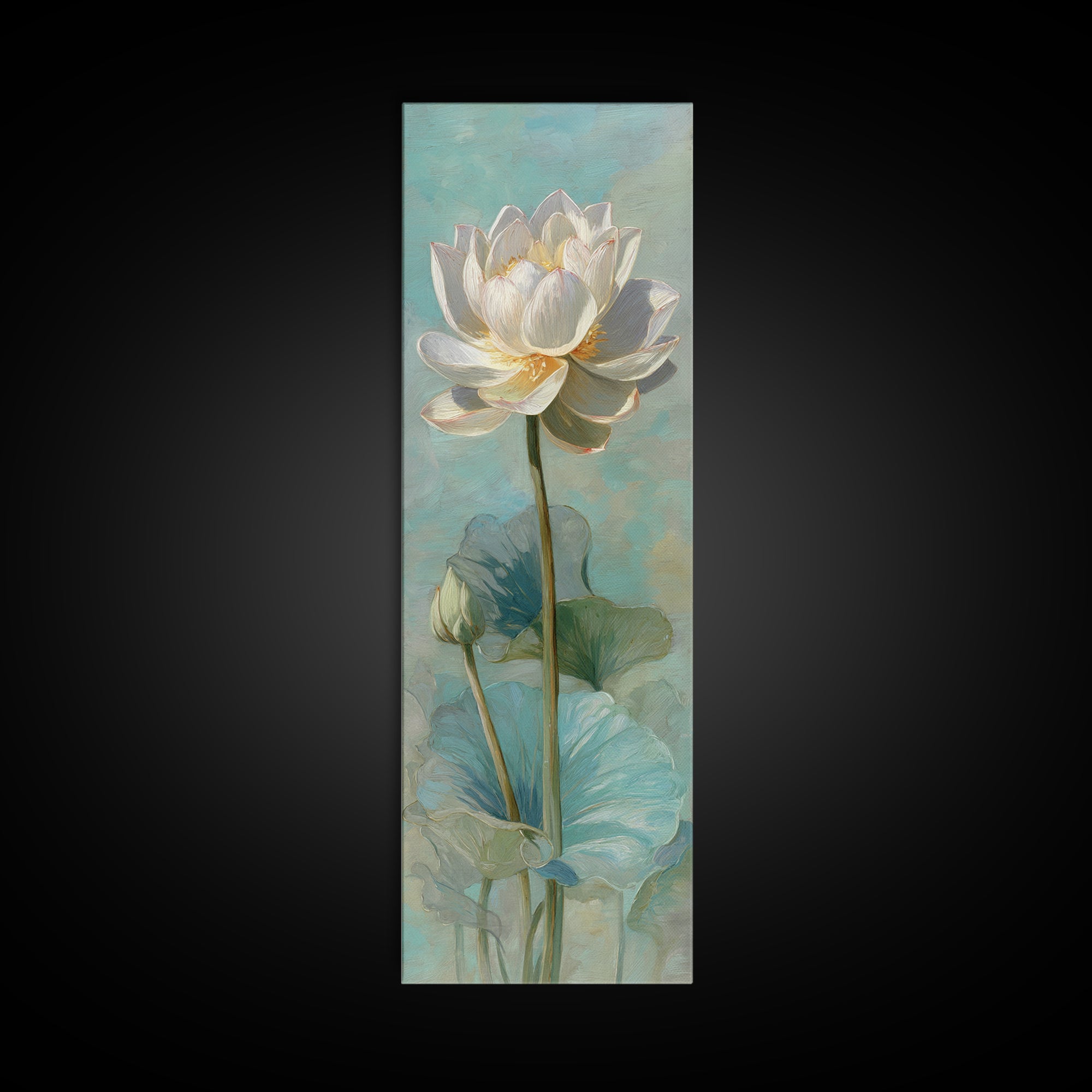 Lotus Flower with Soft Golden Glow Framed Canvas Print, Yoga Studio Art, Zen Wall Art, Yoga Studio Decor, Fine Art, Balance, YSA-1x3-87