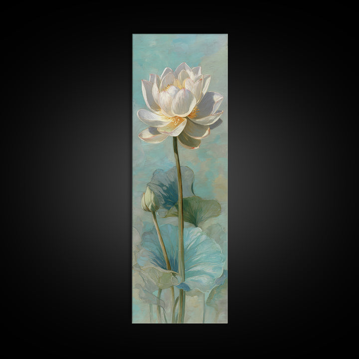 Lotus Flower with Soft Golden Glow Framed Canvas Print, Yoga Studio Art, Zen Wall Art, Yoga Studio Decor, Fine Art, Balance, YSA-1x3-87