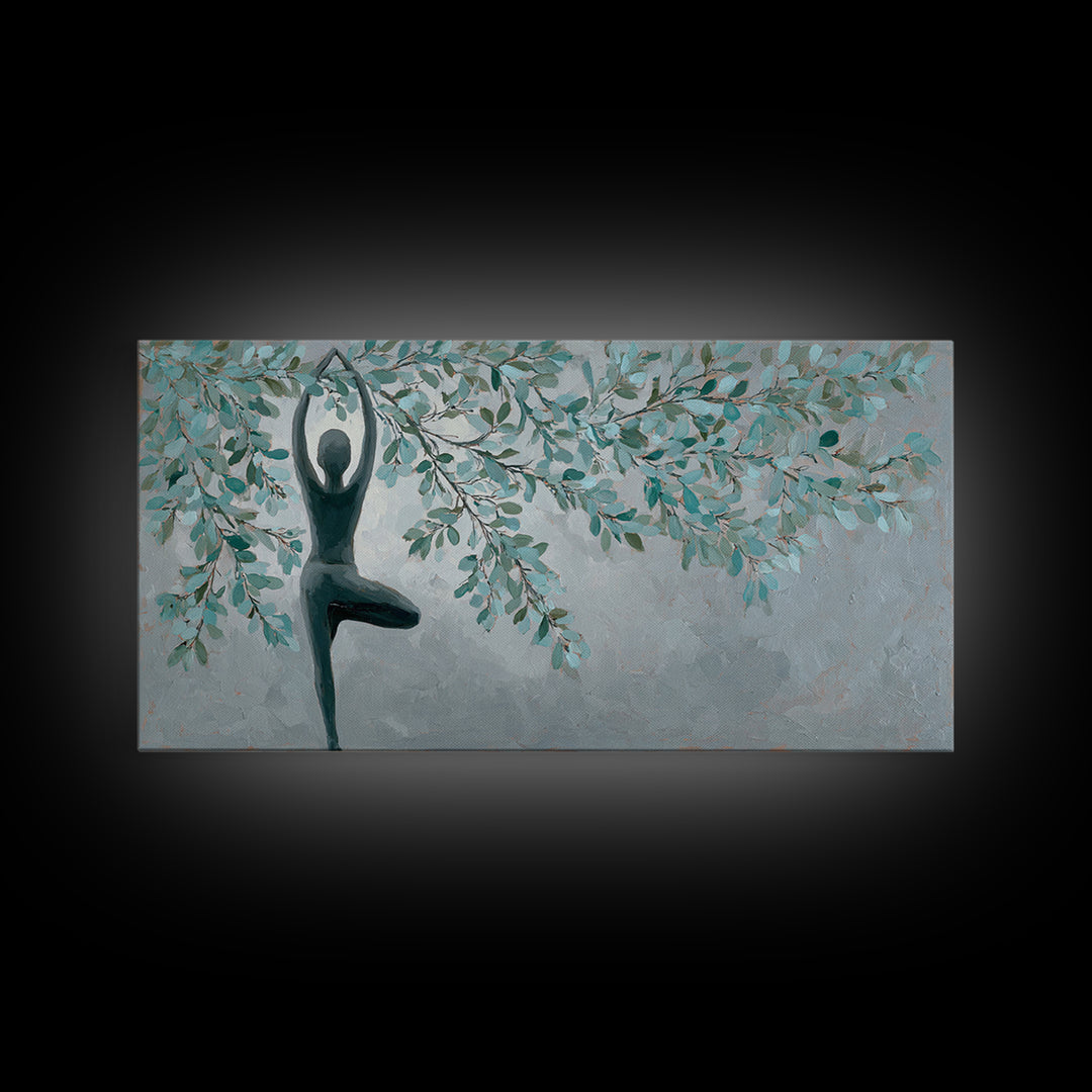 Tree Pose Figure Canvas Print, Yoga Studio Art, Boho Decor, Yoga Studio Decor, Balance, Bookshelf Decor, Printable Art, YSA-2x1-2