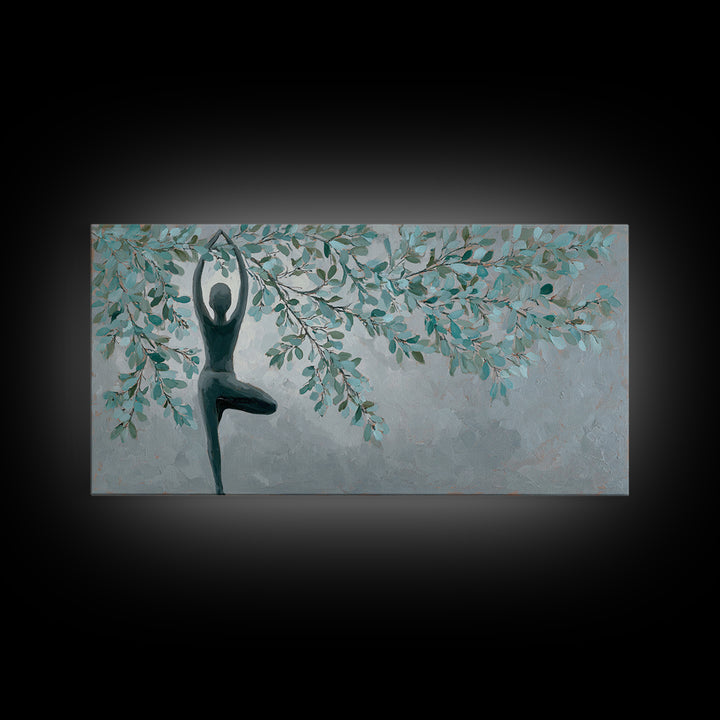 Tree Pose Figure Canvas Print, Yoga Studio Art, Boho Decor, Yoga Studio Decor, Balance, Bookshelf Decor, Printable Art, YSA-2x1-2