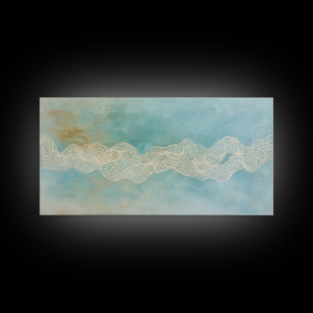 Abstract Breath Waves Framed Canvas Print, Yoga Studio Art, Minimalist Wall Art, Yoga Studio Decor, Fine Art, Balance, YSA-2x1-3