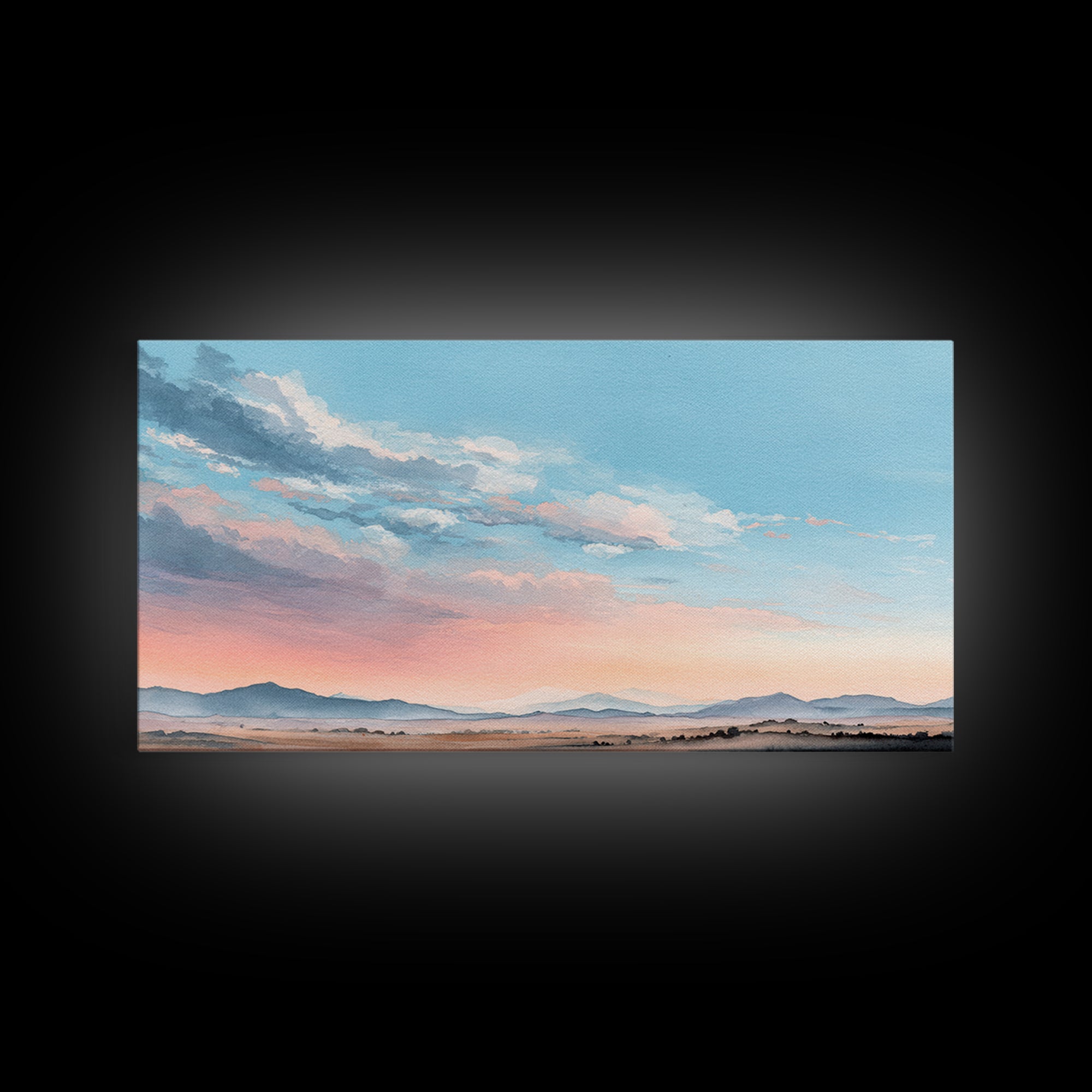 Peaceful Desert Horizon Canvas Print, Yoga Studio Art, Contemporary Art, Yoga Studio Decor, Balance, African American Art, YSA-2x1-32