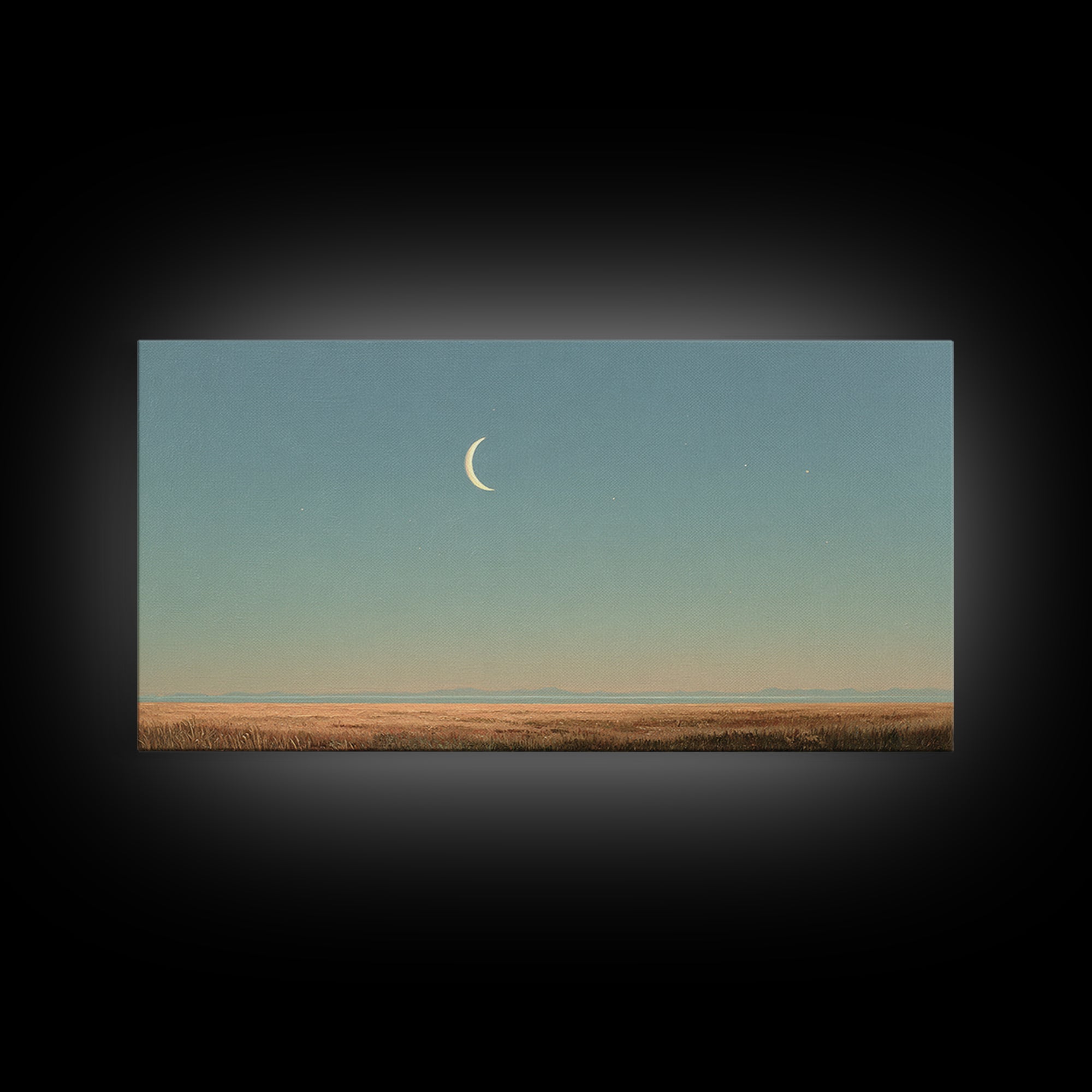 Crescent Moon and Stars Canvas Print, Yoga Studio Art, Room Decor, Yoga Studio Decor, Oil Painting, Balance, Wall Art Print, YSA-2x1-62
