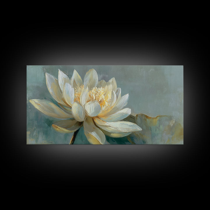 Lotus Flower with Soft Golden Glow Canvas Print, Yoga Studio Art, Minimalist Art, Yoga Studio Decor, Fine Art, Balance, YSA-2x1-71
