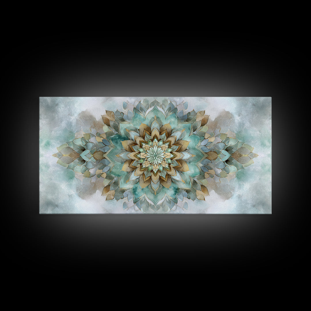 Mandala in Soft Earth Tones Canvas Print, Yoga Studio Art, Wall Art Print, Yoga Studio Decor, Oil Painting, Balance, Yoga Gift, YSA-2x1-77