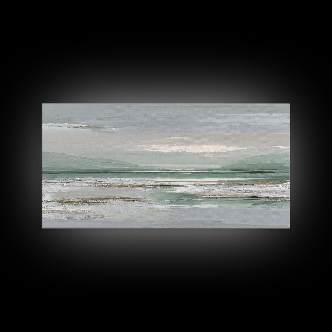 Peaceful Desert Horizon Framed Canvas Print, Yoga Studio Art, Nature Prints, Yoga Studio Decor, Oil Painting, Balance, YSA-2x1-80