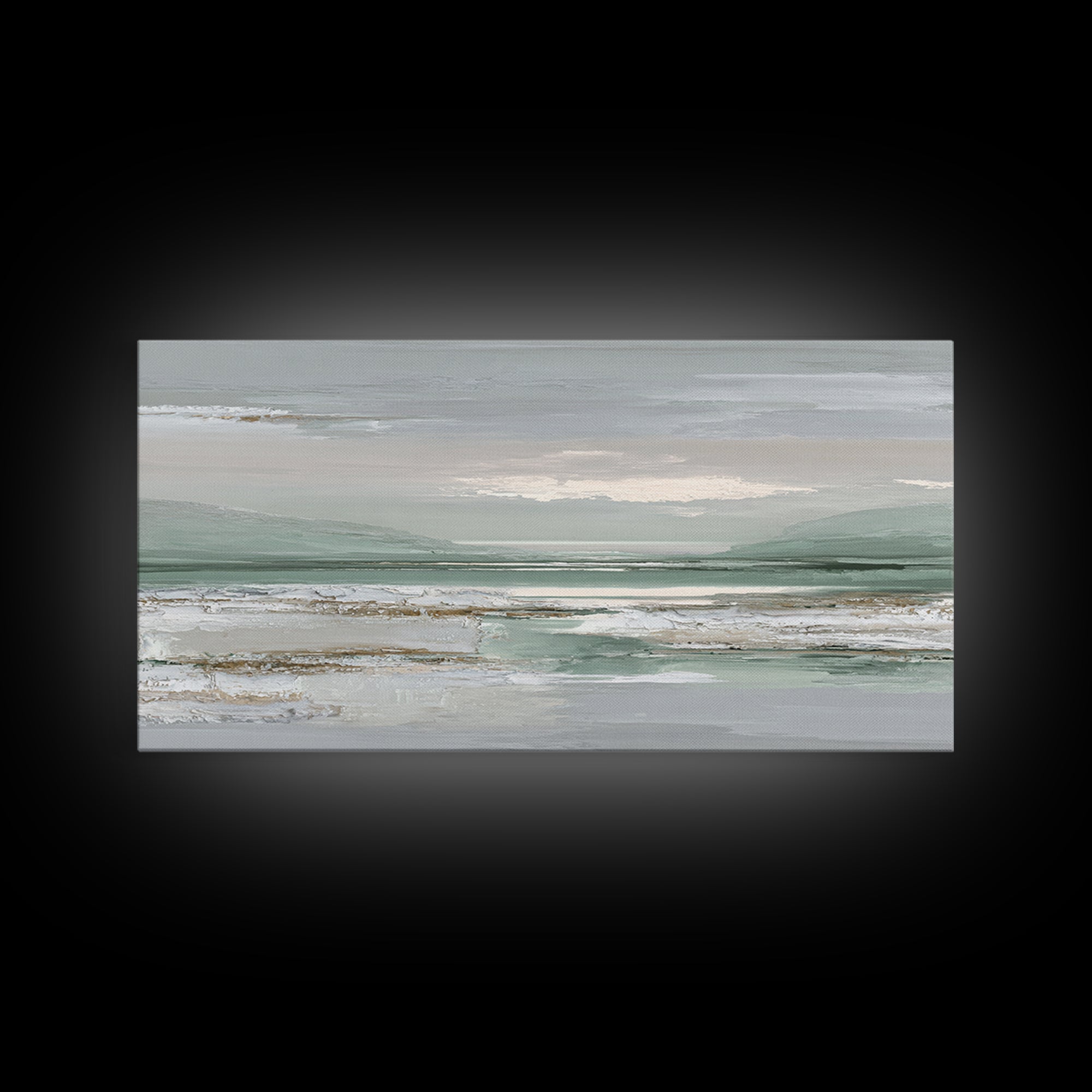 Peaceful Desert Horizon Framed Canvas Print, Yoga Studio Art, Nature Prints, Yoga Studio Decor, Oil Painting, Balance, YSA-2x1-80