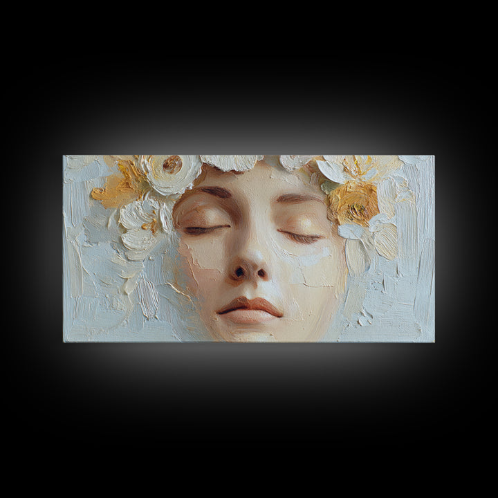Closed Eye Face Framed Canvas Print, Yoga Studio Art, Yoga Studio Decor, Watercolor Art, Balance, Bedroom Wall Art, YSA-2x1-9