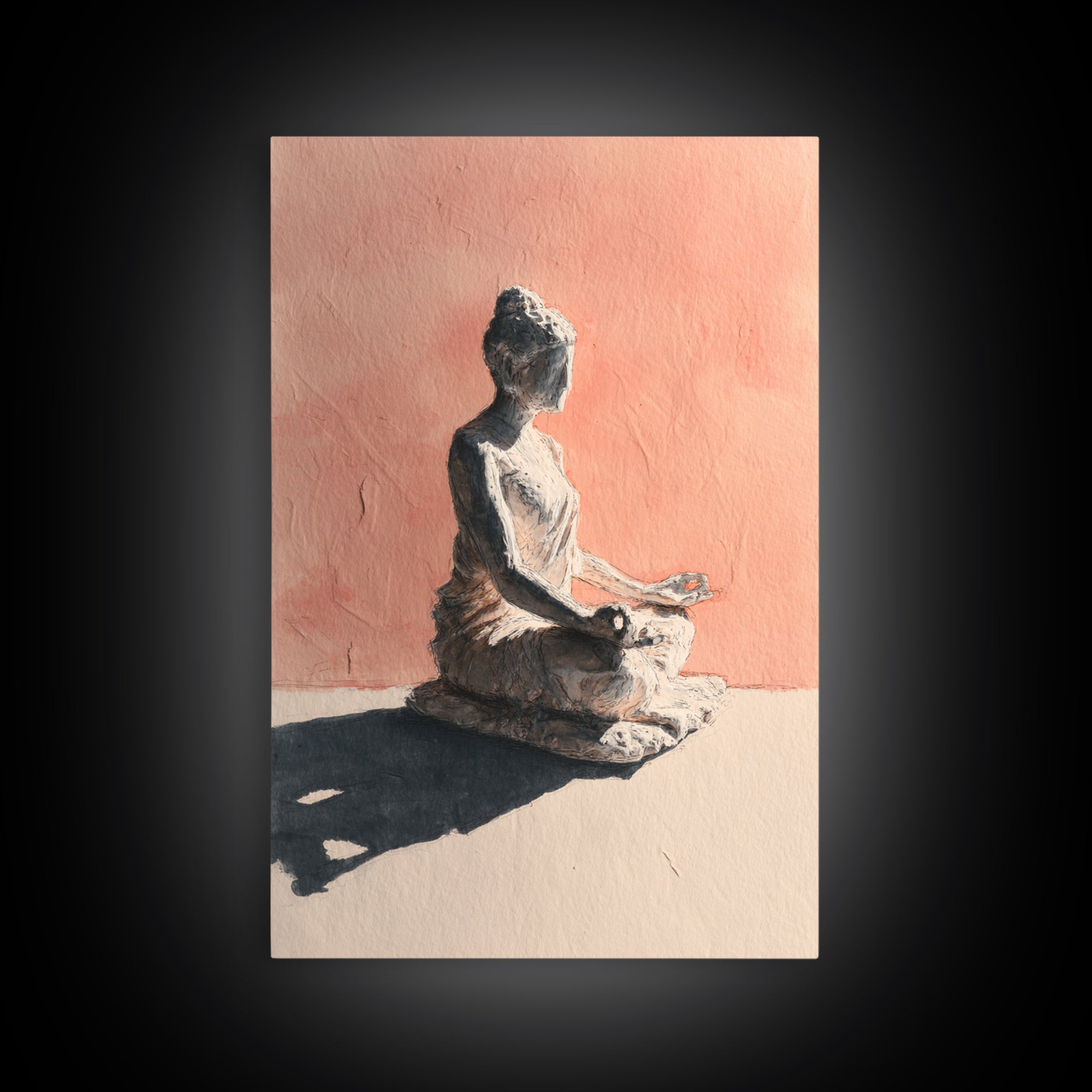 Seated Meditation Figure Framed Canvas Print, Yoga Studio Art, Wall Art Print, Yoga Studio Decor, Fine Art, Balance, Yoga Gift, YSA-2x3-33