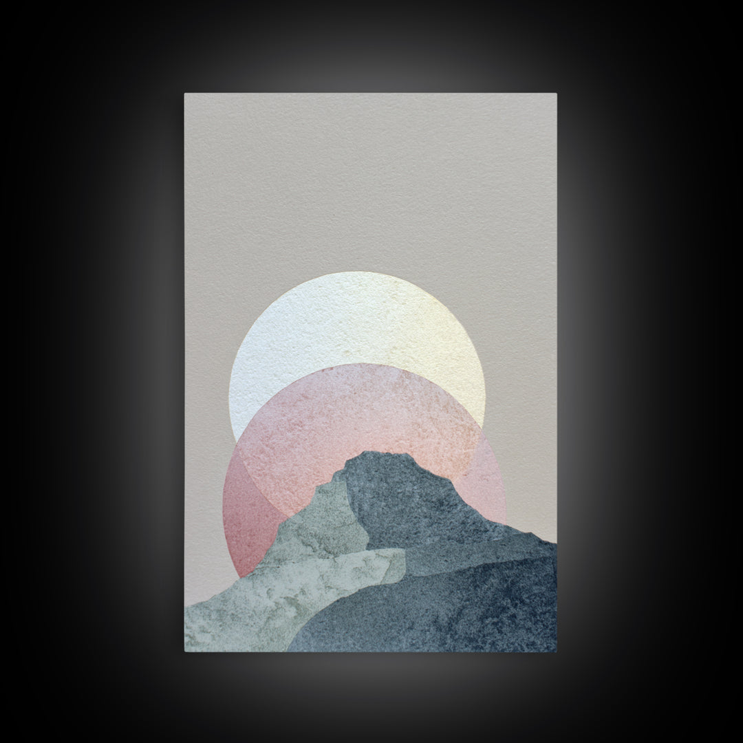 Moon Phase Arc Above Mountain Silhouette Canvas Print, Yoga Studio Art, Living Room Wall Art, Yoga Studio Decor, Balance, YSA-2x3-61