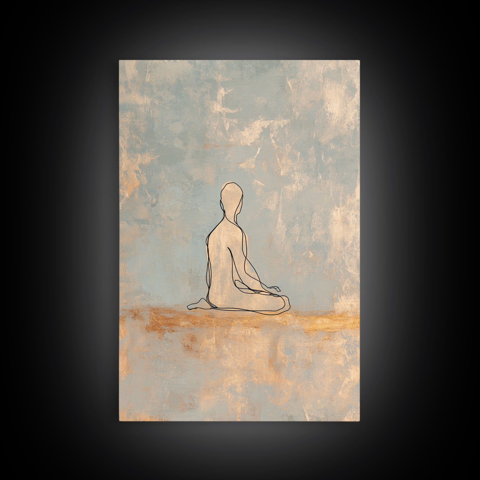 Minimal Yoga Pose Line Drawing Canvas Print, Yoga Studio Art, Bookshelf Decor, Yoga Studio Decor, Abstract Art, Balance, YSA-2x3-82