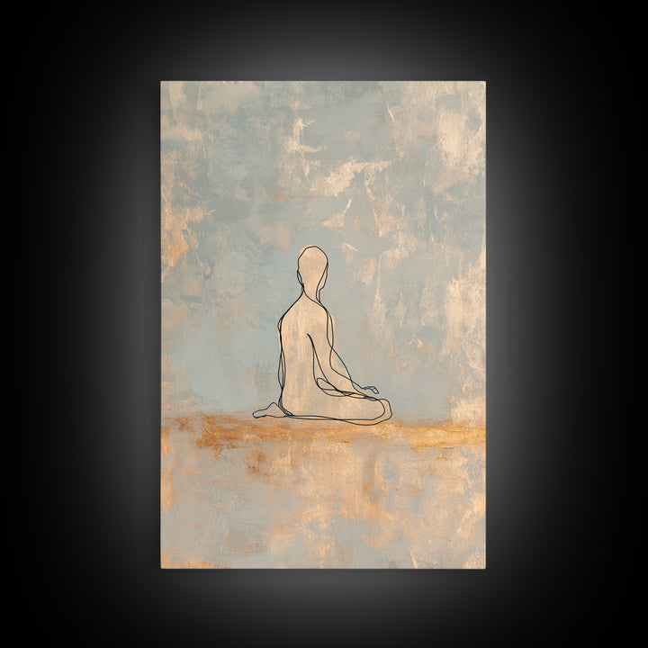 Minimal Yoga Pose Line Drawing Canvas Print, Yoga Studio Art, Bookshelf Decor, Yoga Studio Decor, Abstract Art, Balance, YSA-2x3-82