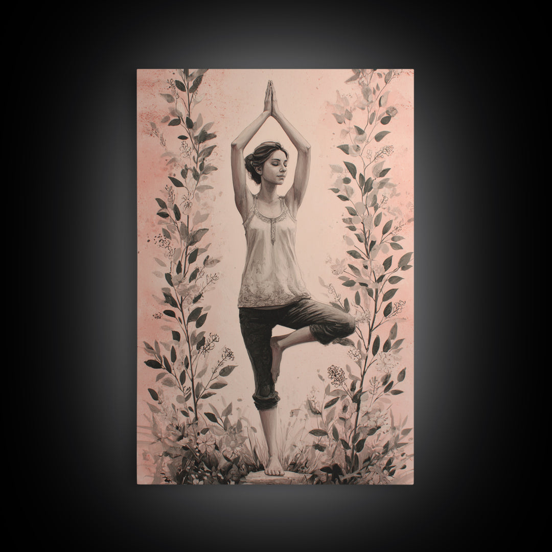 Tree Pose Figure Canvas Print, Yoga Studio Art, Printable Art, Yoga Studio Decor, Fine Art, Balance, Art Nouveau Decor, YSA-2x3-86