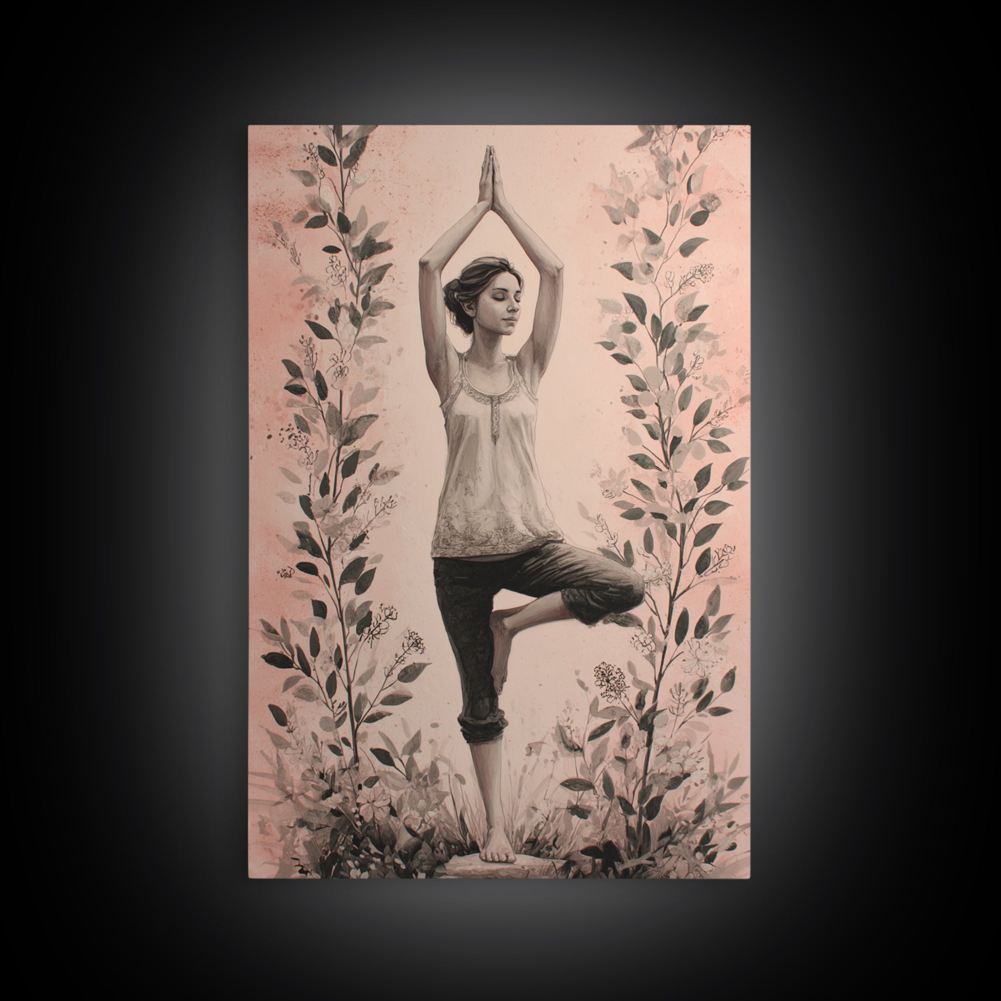 Tree Pose Figure Canvas Print, Yoga Studio Art, Printable Art, Yoga Studio Decor, Fine Art, Balance, Art Nouveau Decor, YSA-2x3-86