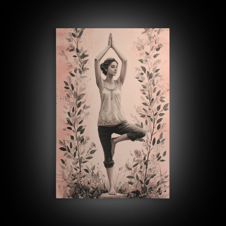 Tree Pose Figure Canvas Print, Yoga Studio Art, Printable Art, Yoga Studio Decor, Fine Art, Balance, Art Nouveau Decor, YSA-2x3-86