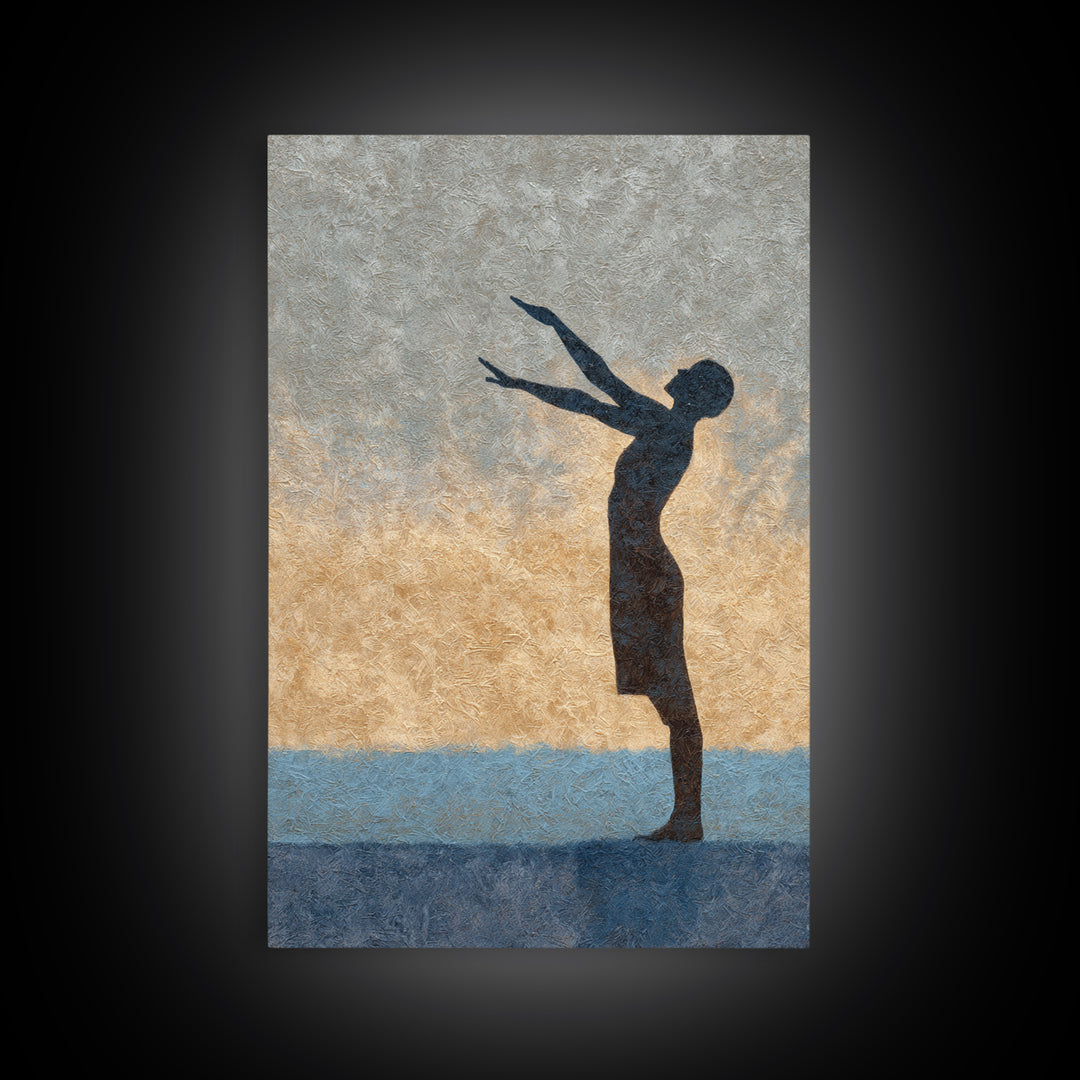 Sun Salutation Silhouette Sequence Without Text Canvas Print, Yoga Studio Art, Living Room Decor, Yoga Studio Decor, Balance, YSA-2x3-88
