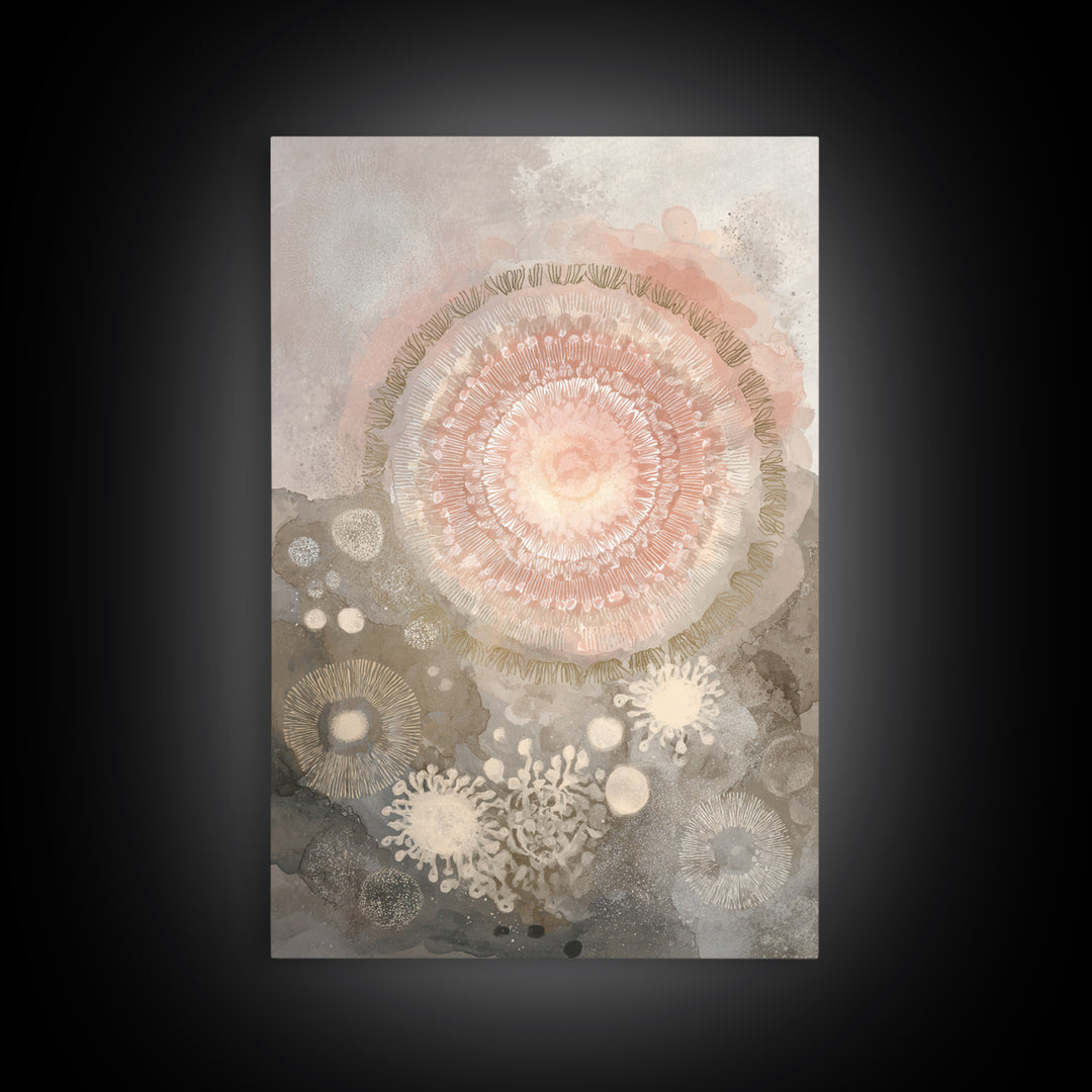 Mandala in Soft Earth Tones Framed Canvas Print, Yoga Studio Art, Wall Art Printable, Yoga Studio Decor, Watercolor Art, YSA-2x3-89