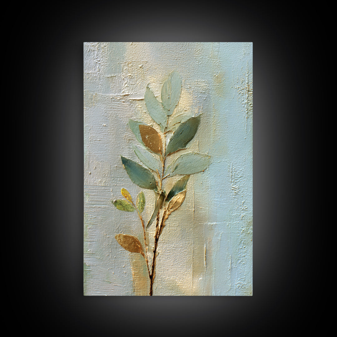 Sage Green Botanical Branch Study Framed Canvas Print, Yoga Studio Art, African American Art, Yoga Studio Decor, Watercolor Art, YSA-2x3-97