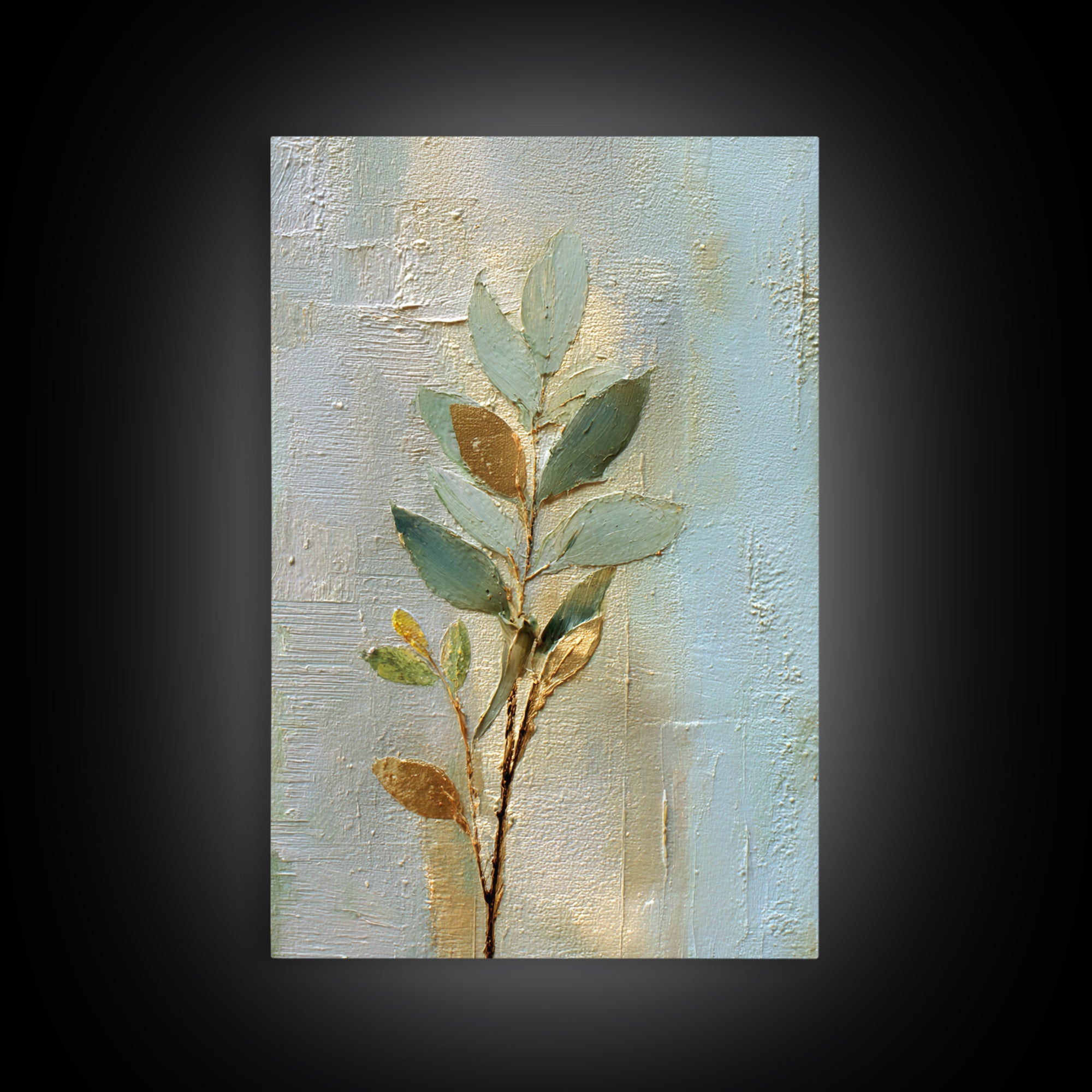 Sage Green Botanical Branch Study Framed Canvas Print, Yoga Studio Art, African American Art, Yoga Studio Decor, Watercolor Art, YSA-2x3-97