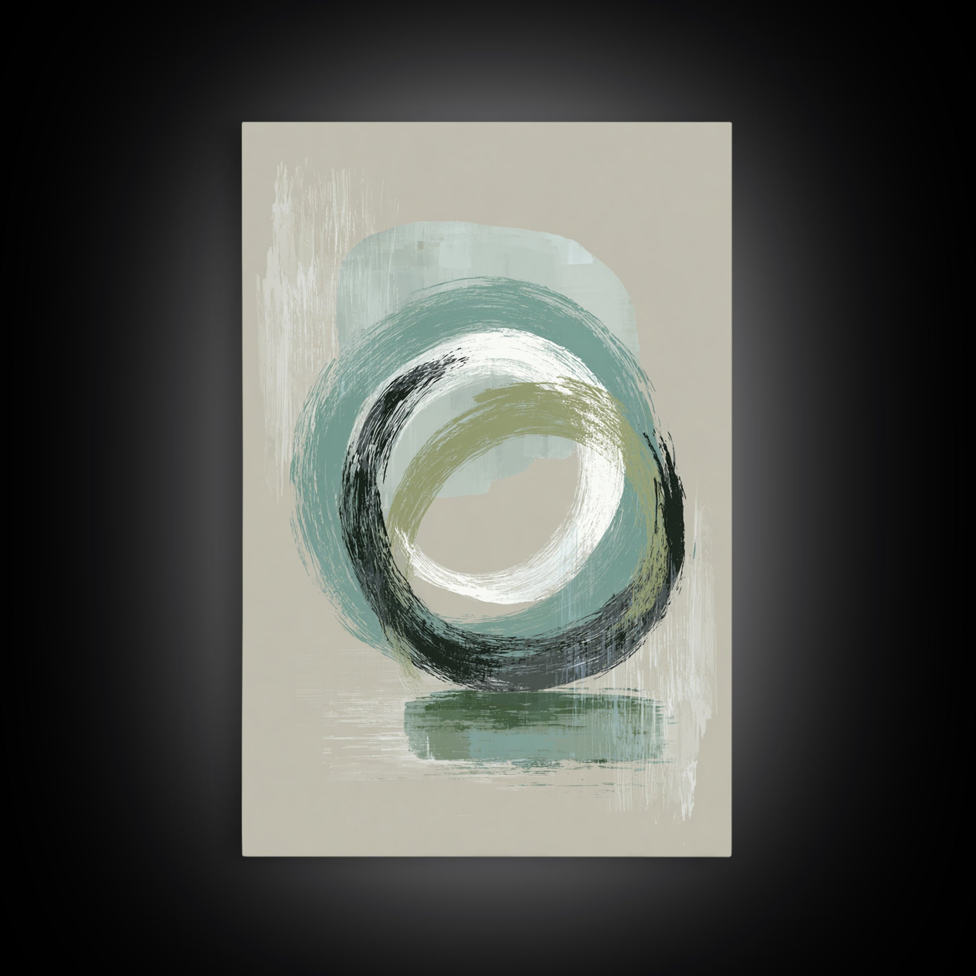 Minimal Zen Circle Brushstroke Canvas Print, Yoga Studio Art, Metal Wall Decor, Yoga Studio Decor, Fine Art, Balance, YSA-2x3-99