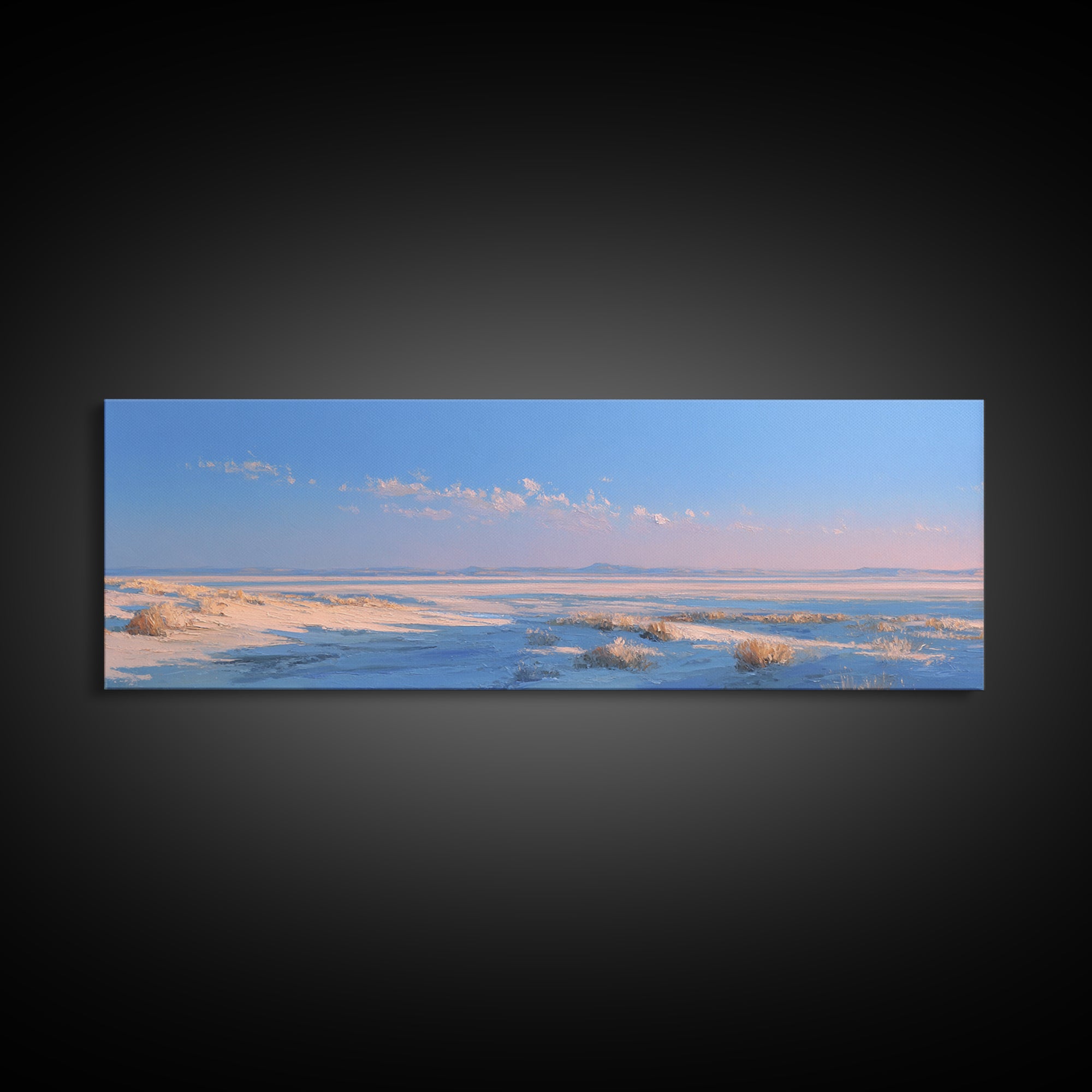 Peaceful Desert Horizon Framed Canvas Print, Yoga Studio Art, Southwest Decor, Yoga Studio Decor, Fine Art, Balance, YSA-3x1-28