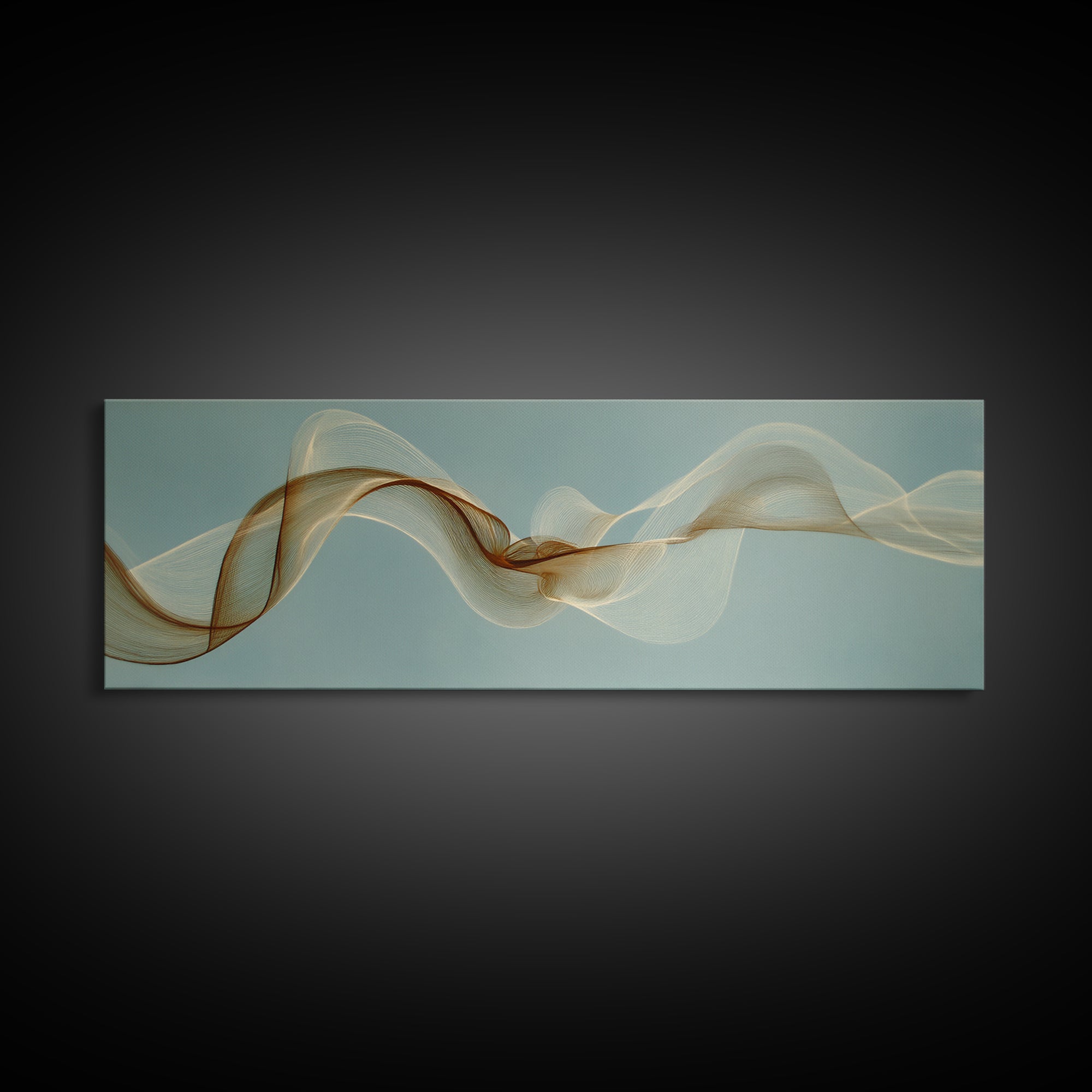 Incense Smoke Forming Abstract Curves Framed Canvas Print, Yoga Studio Art, Nature Prints, Yoga Studio Decor, Abstract Art, YSA-3x1-37