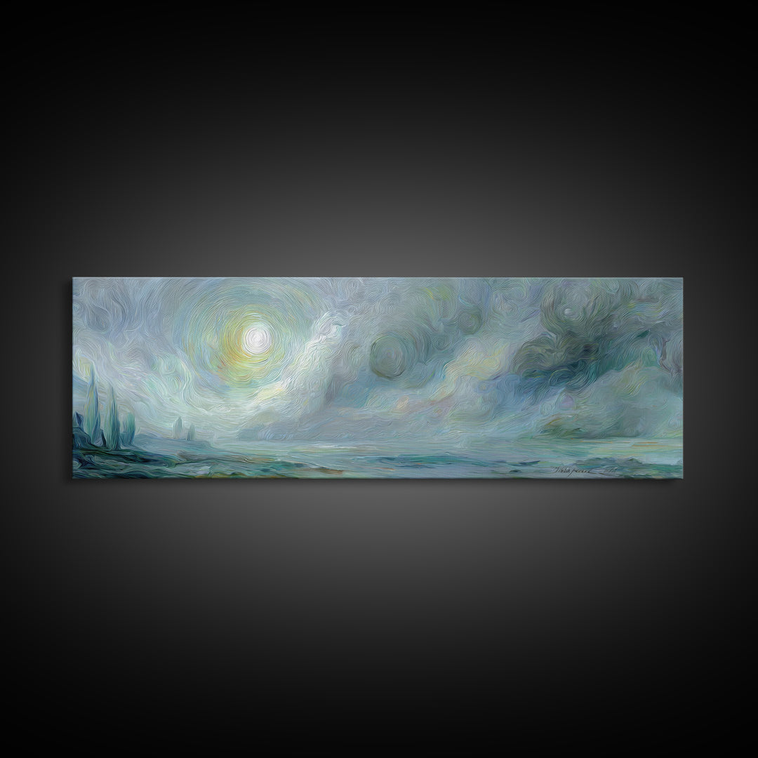 Crescent Moon and Stars Framed Canvas Print, Yoga Studio Art, Metal Wall Decor, Yoga Studio Decor, Fine Art, Balance, YSA-3x1-58