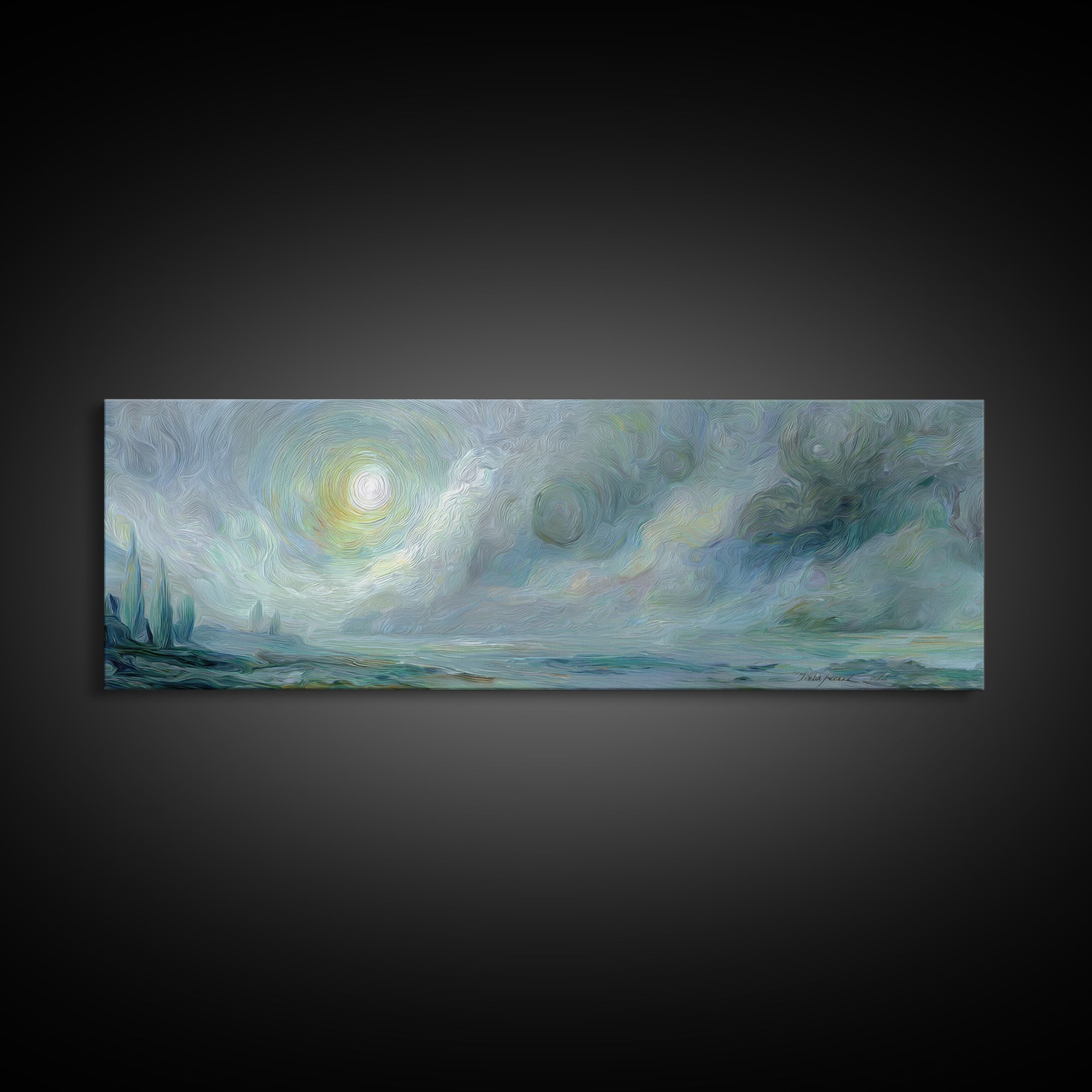 Crescent Moon and Stars Framed Canvas Print, Yoga Studio Art, Metal Wall Decor, Yoga Studio Decor, Fine Art, Balance, YSA-3x1-58