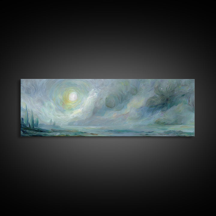 Crescent Moon and Stars Framed Canvas Print, Yoga Studio Art, Metal Wall Decor, Yoga Studio Decor, Fine Art, Balance, YSA-3x1-58