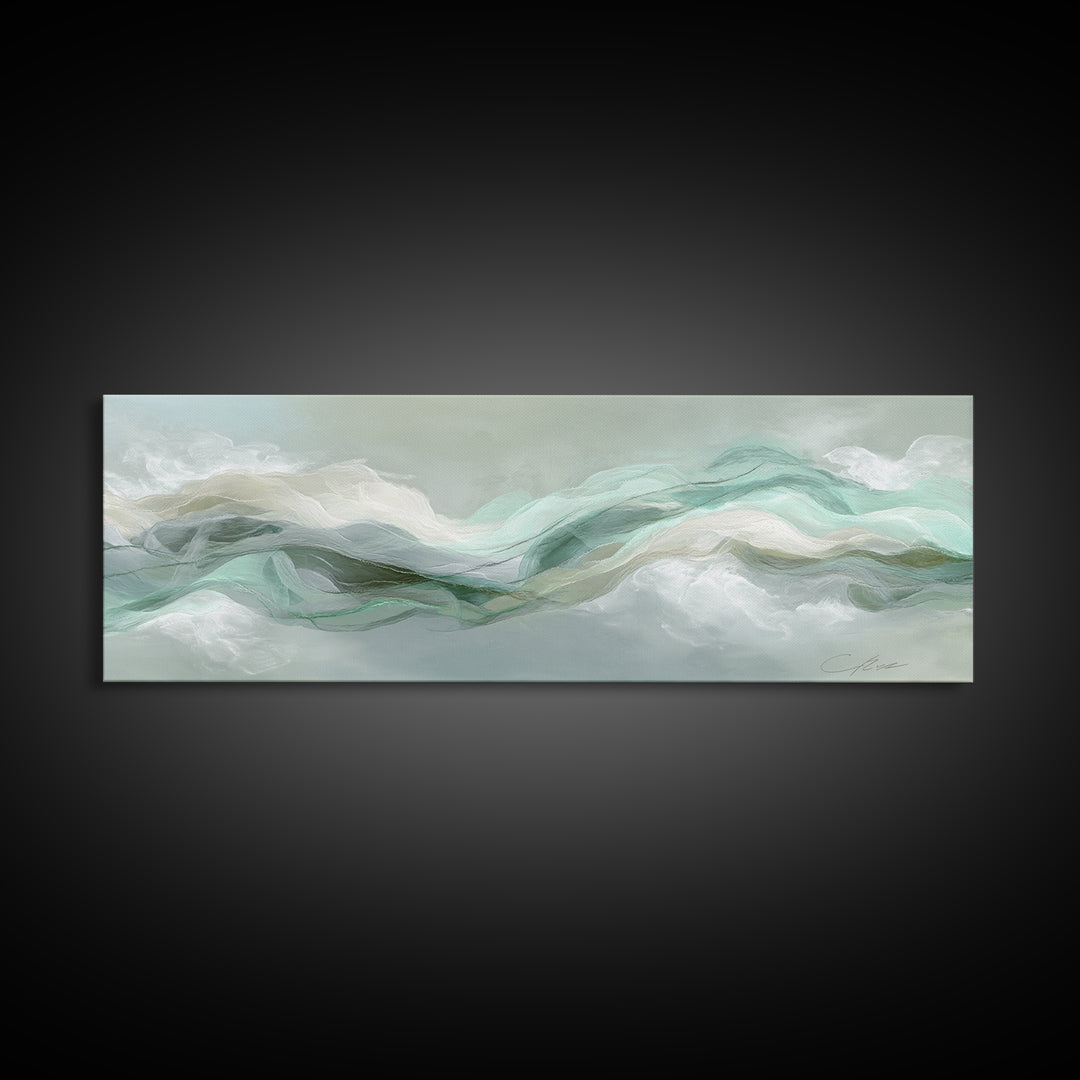 Abstract Breath Waves Canvas Print, Yoga Studio Art, Living Room Wall Art, Yoga Studio Decor, Balance, Black and White Art, YSA-3x1-71
