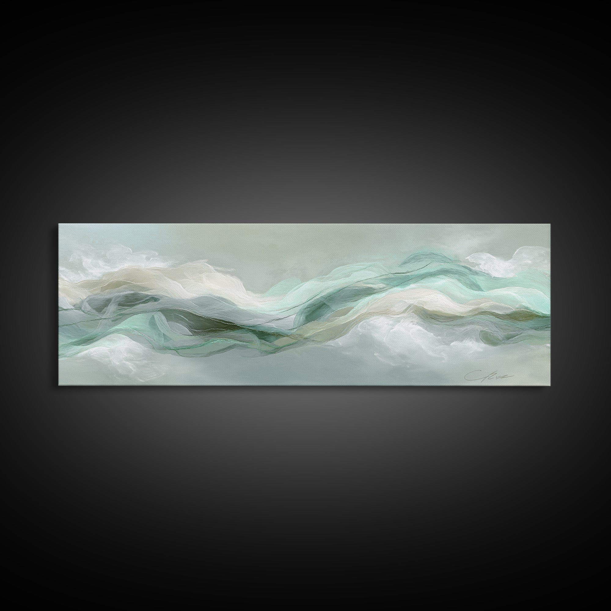 Abstract Breath Waves Canvas Print, Yoga Studio Art, Living Room Wall Art, Yoga Studio Decor, Balance, Black and White Art, YSA-3x1-71