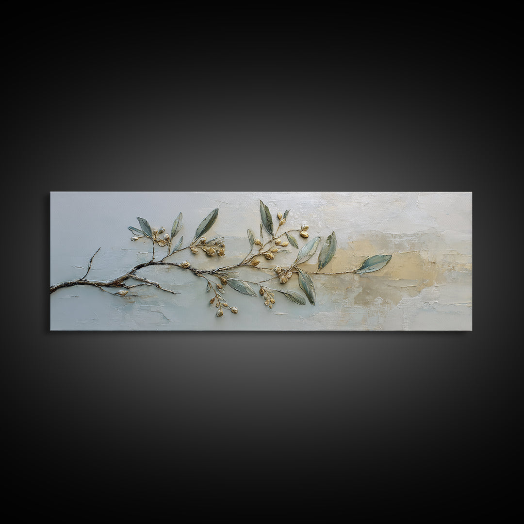 Sage Green Botanical Branch Study Framed Canvas Print, Yoga Studio Art, Bedroom Wall Art, Yoga Studio Decor, Fine Art, Balance, YSA-3x1-9