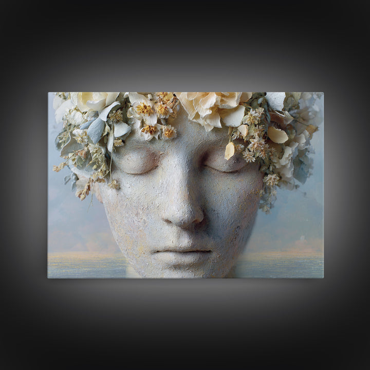 Closed Eye Face Framed Canvas Print, Yoga Studio Art, Boho Art, Yoga Studio Decor, Fine Art, Balance, Fine Art Print, YSA-3x2-41