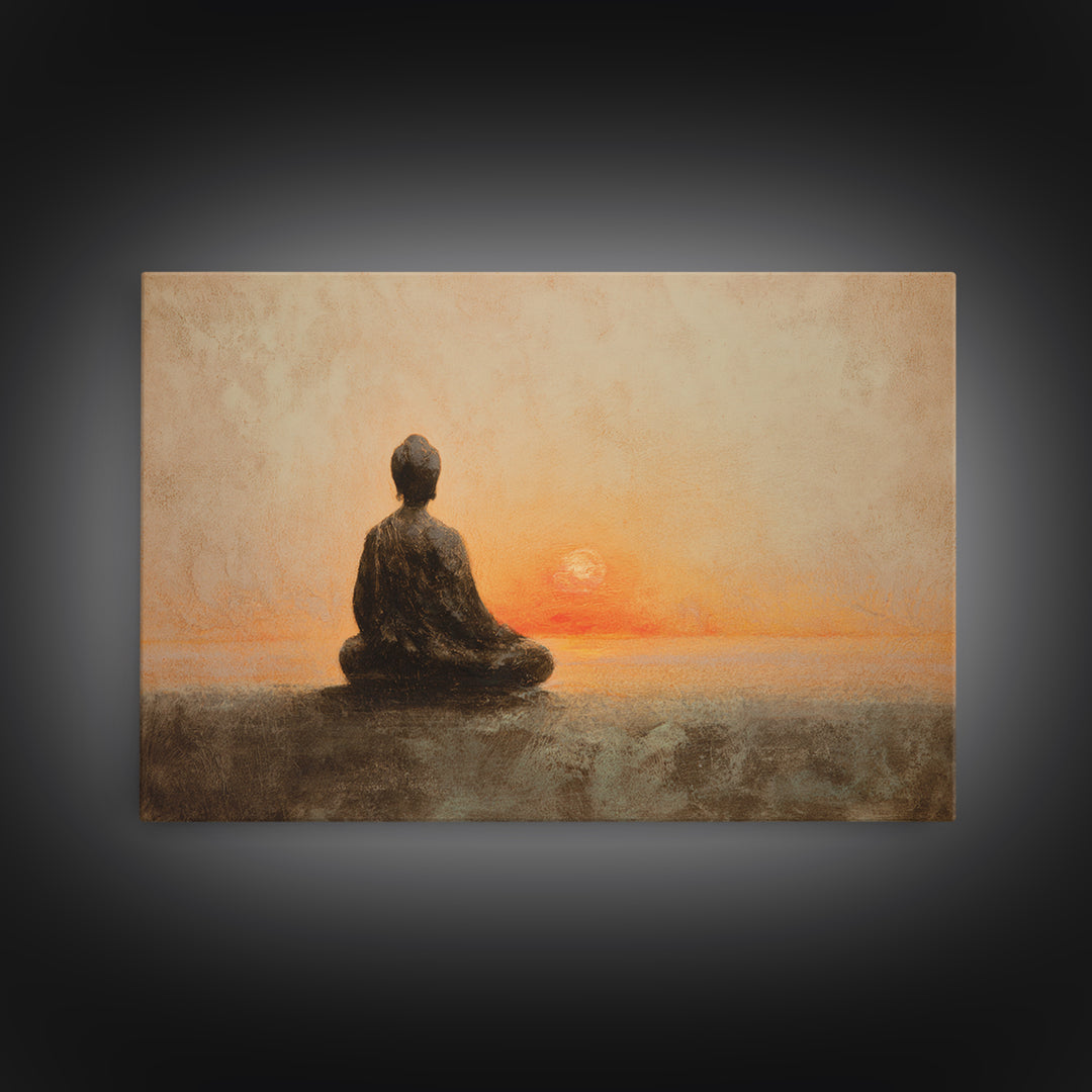 Seated Meditation Figure Framed Canvas Print, Yoga Studio Art, Gallery Decor, Yoga Studio Decor, Oil Painting, Balance, YSA-3x2-77
