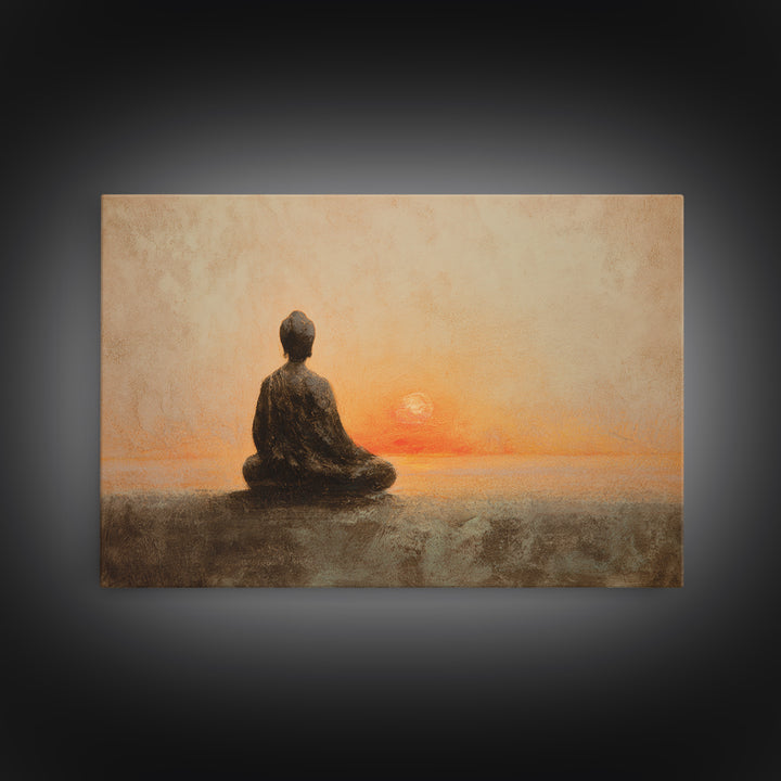Seated Meditation Figure Framed Canvas Print, Yoga Studio Art, Gallery Decor, Yoga Studio Decor, Oil Painting, Balance, YSA-3x2-77