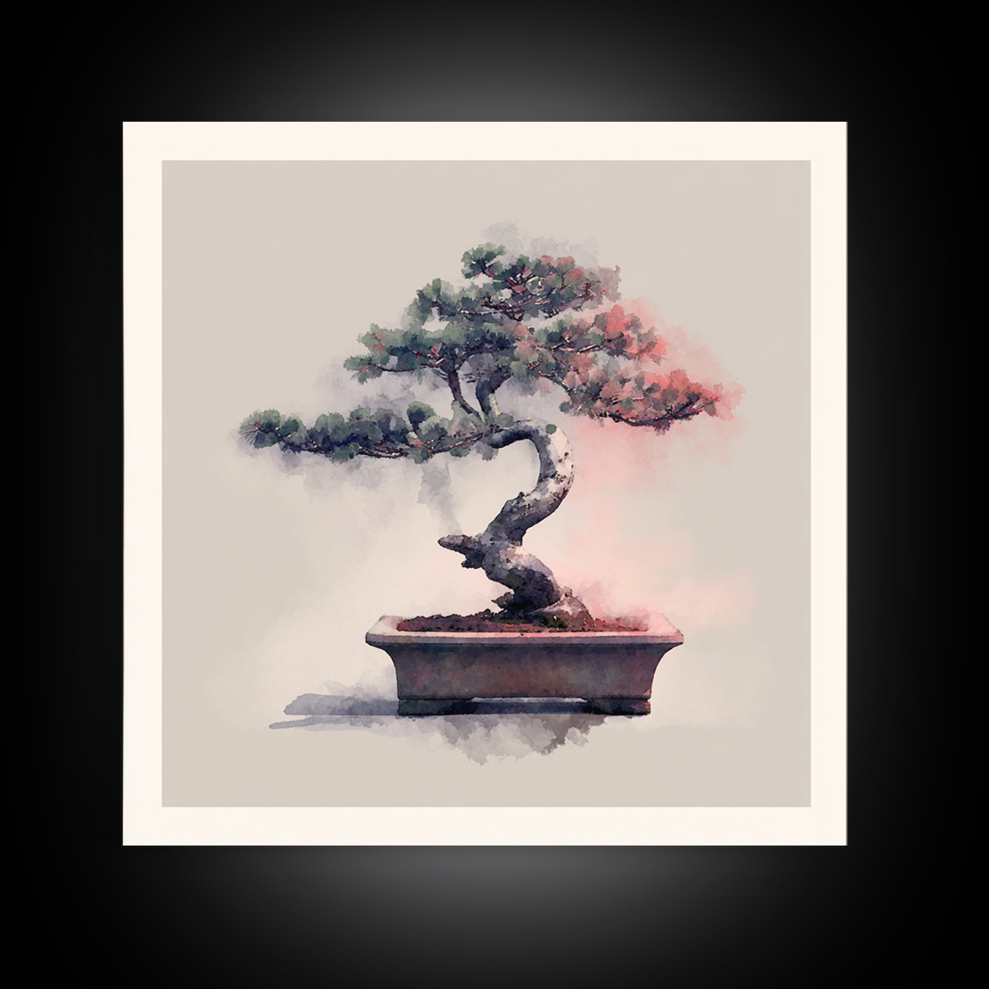 Bonsai Tree in Simple Ceramic Pot Framed Canvas Print, Zen Art, Wall Decor, Living Room Decor, Fine Art, Zen, Japanese Wall Art, ZEN-1x1-12