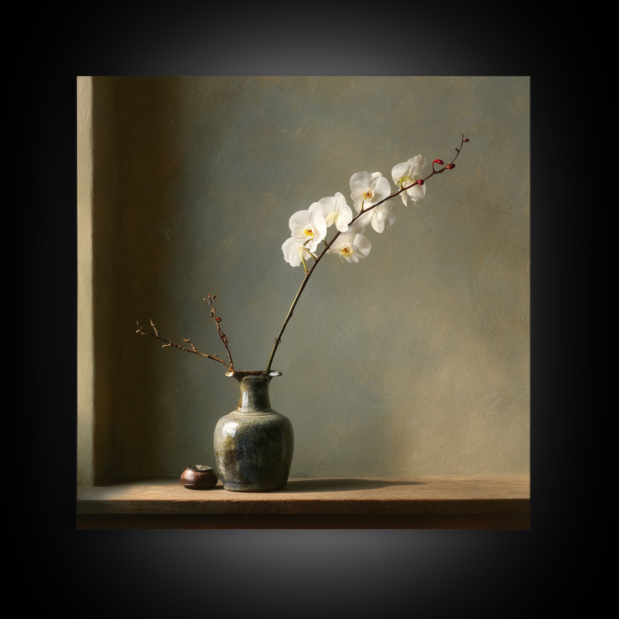 Single Orchid Stem Canvas Print, Zen Art, Living Room Decor, Fine Art, Zen, Japanese Decor, Flower Print, Neutral Wall Art, ZEN-1x1-23