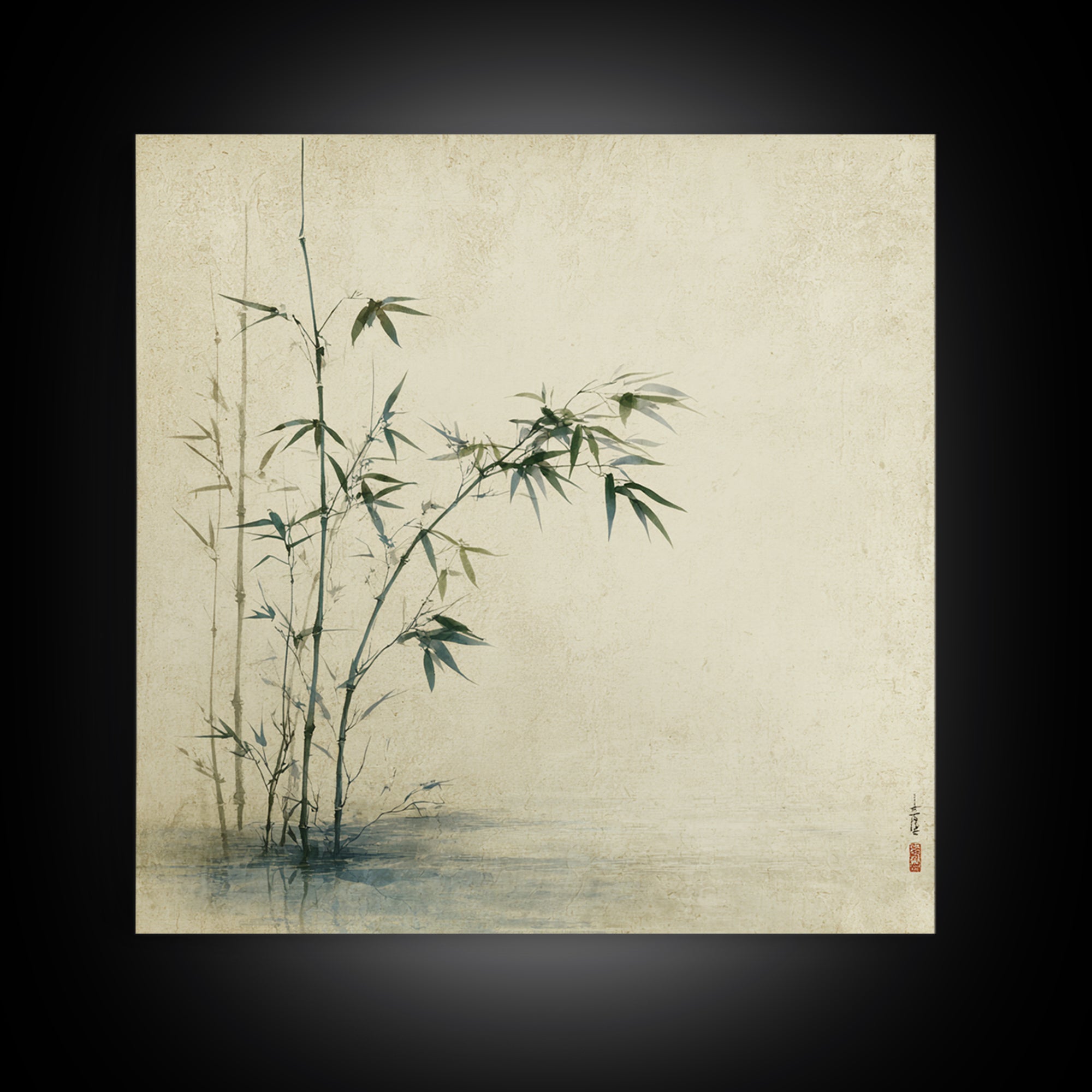 Bamboo Stalks in Sparse Ink Wash Canvas Print, Zen Art, Neutral Decor, Living Room Decor, Fine Art, Zen, Wall Decor, Art Print, ZEN-1x1-26