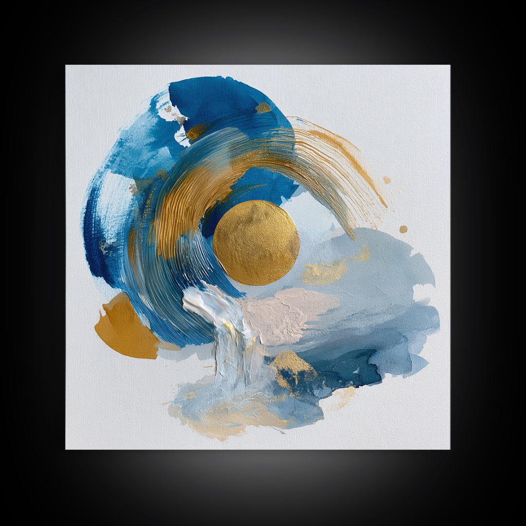 Single Black Ens Circle on Warm Paper Canvas Print, Zen Art, Art, Living Room Decor, Zen, Garden Art, Japanese Wall Art, ZEN-1x1-49