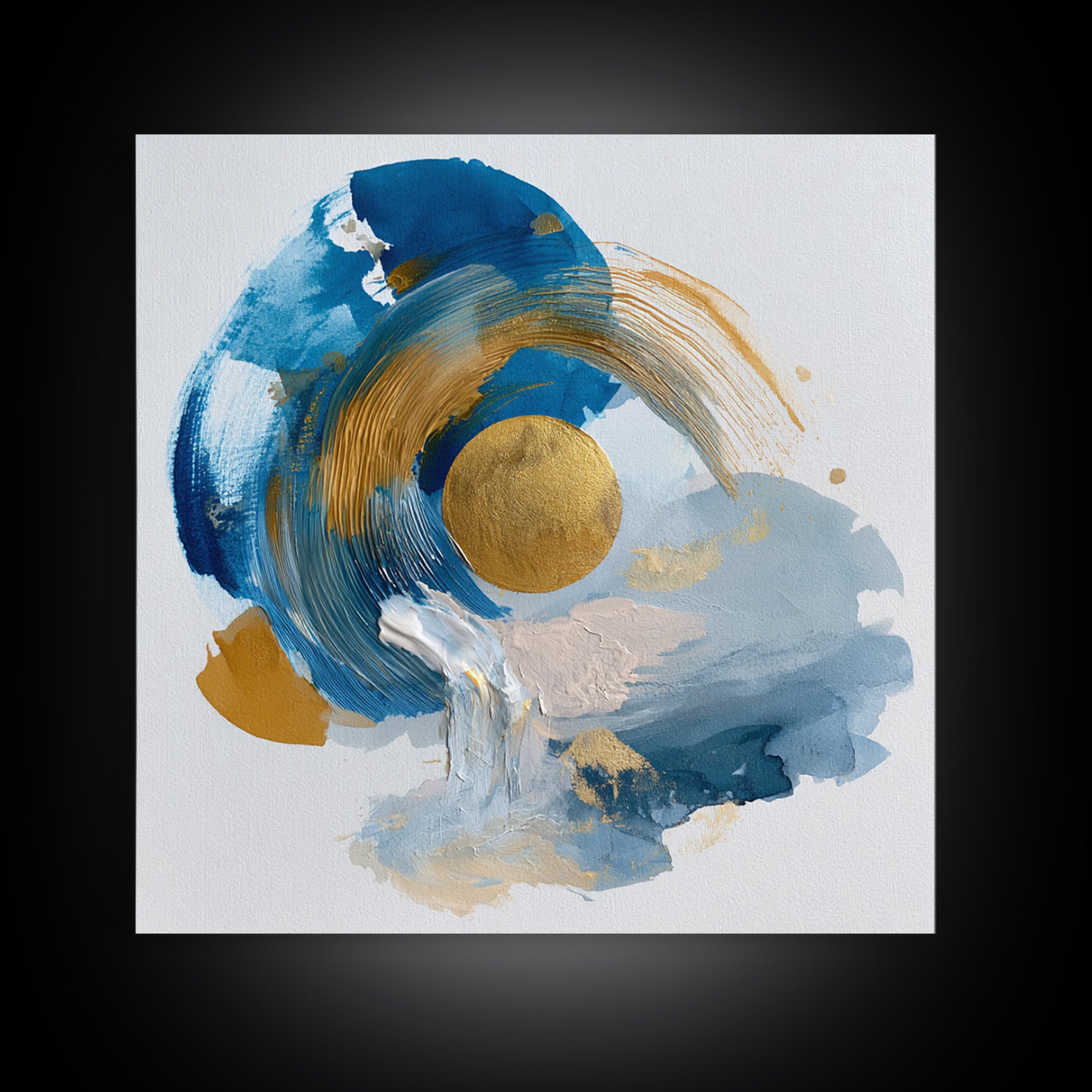 Single Black Ens Circle on Warm Paper Canvas Print, Zen Art, Art, Living Room Decor, Zen, Garden Art, Japanese Wall Art, ZEN-1x1-49