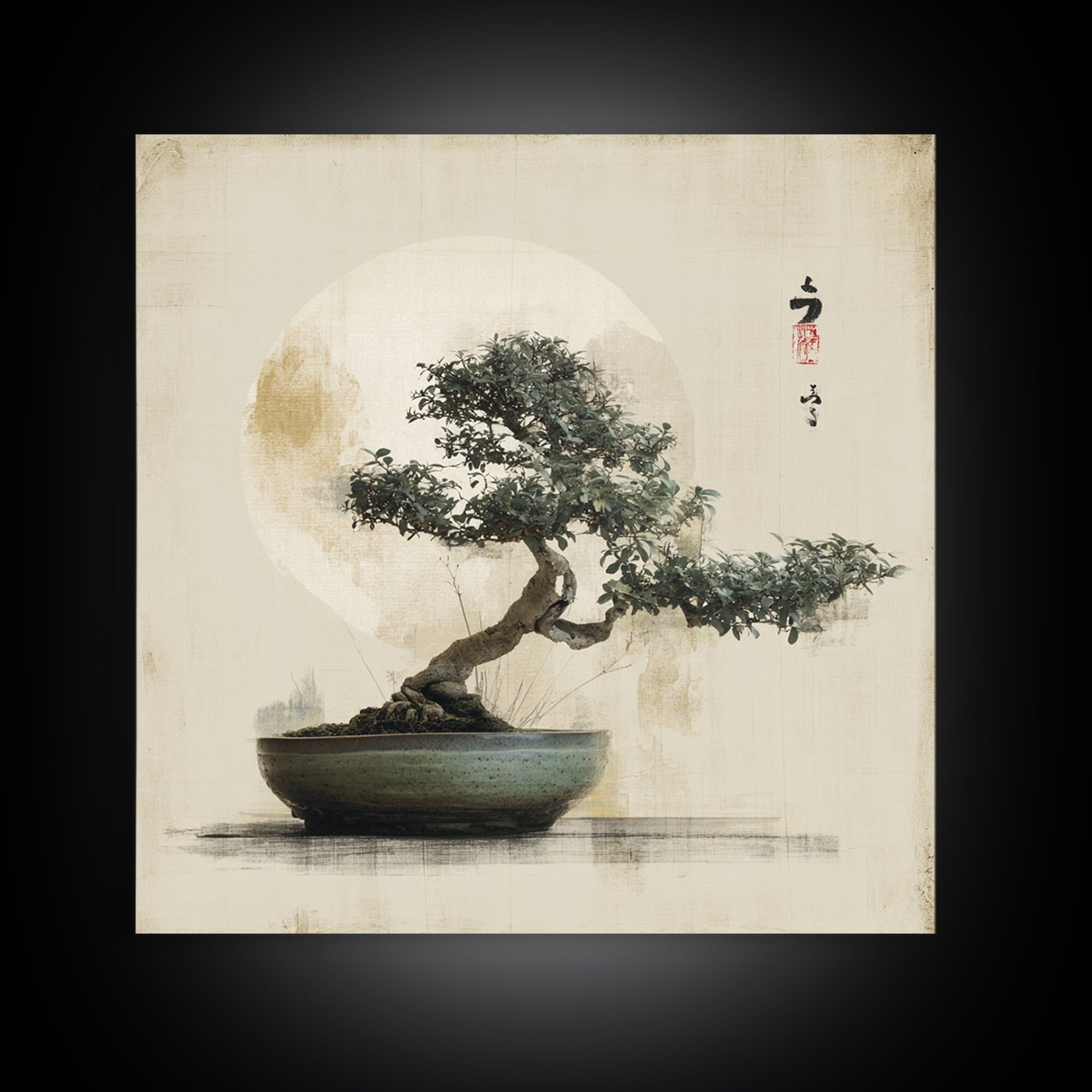 Bonsai Tree in Simple Ceramic Pot Canvas Print, Zen Art, Beach Decor, Living Room Decor, Fine Art, Zen, Modern Decor, ZEN-1x1-60