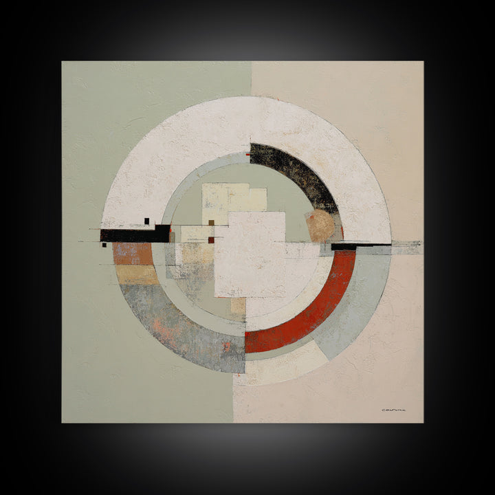 Abstract Balance of Circle Square and Line Framed Canvas Print, Zen Art, Statement Artwork, Living Room Decor, Abstract Art, ZEN-1x1-67