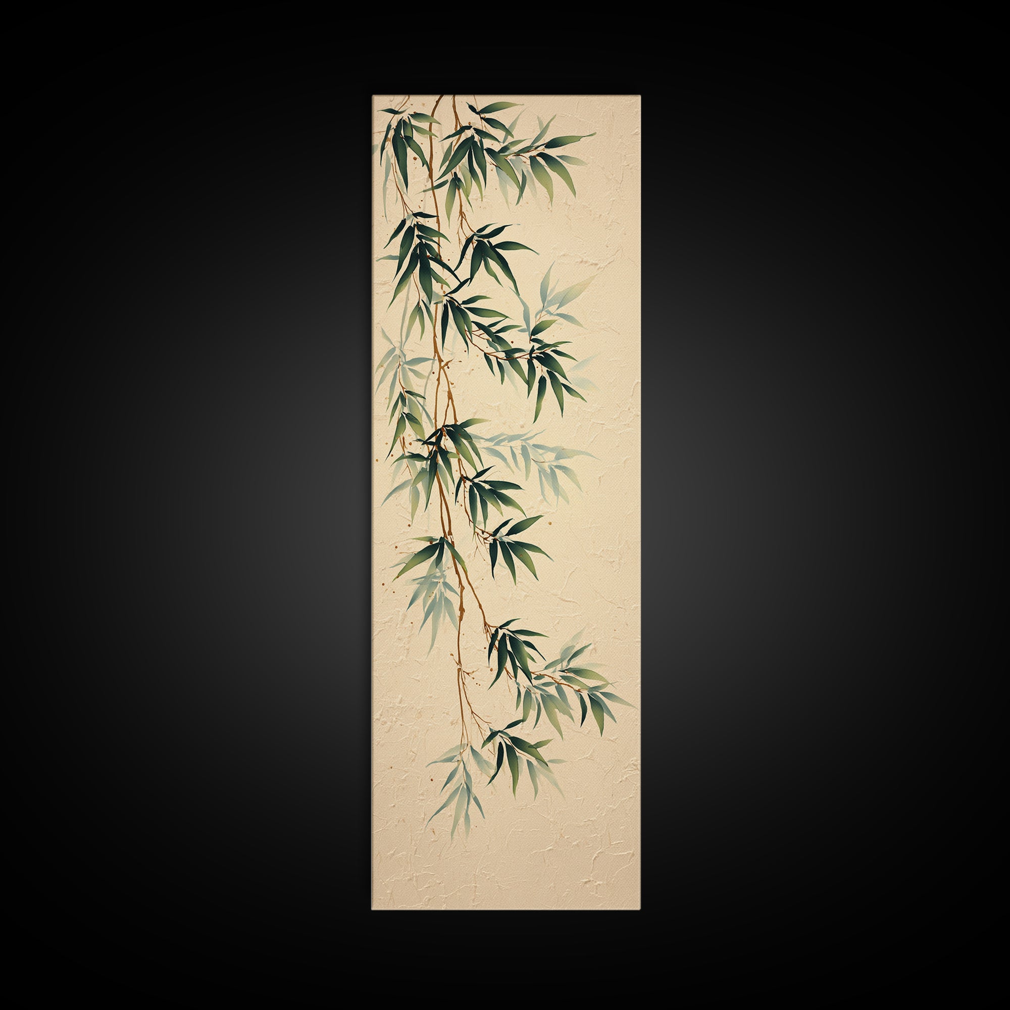 Minimal Bamboo Leaves Framed Canvas Print, Zen Art, Art Print, Living Room Decor, Fine Art, Zen, Boho Wall Decor, Japanese Art, ZEN-1x3-29