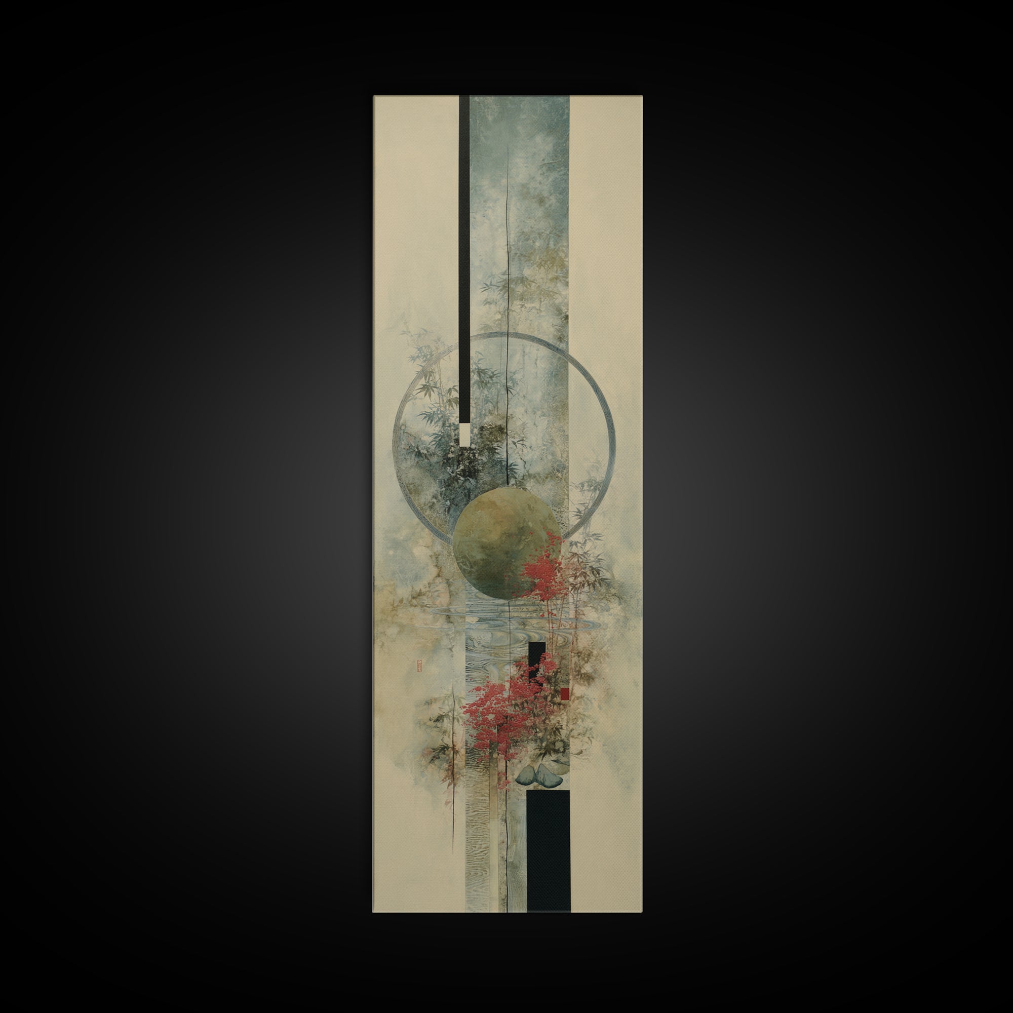 Abstract Balance of Circle Square and Line Framed Canvas Print, Zen Art, Flower Print, Living Room Decor, Abstract Art, Zen, ZEN-1x3-31